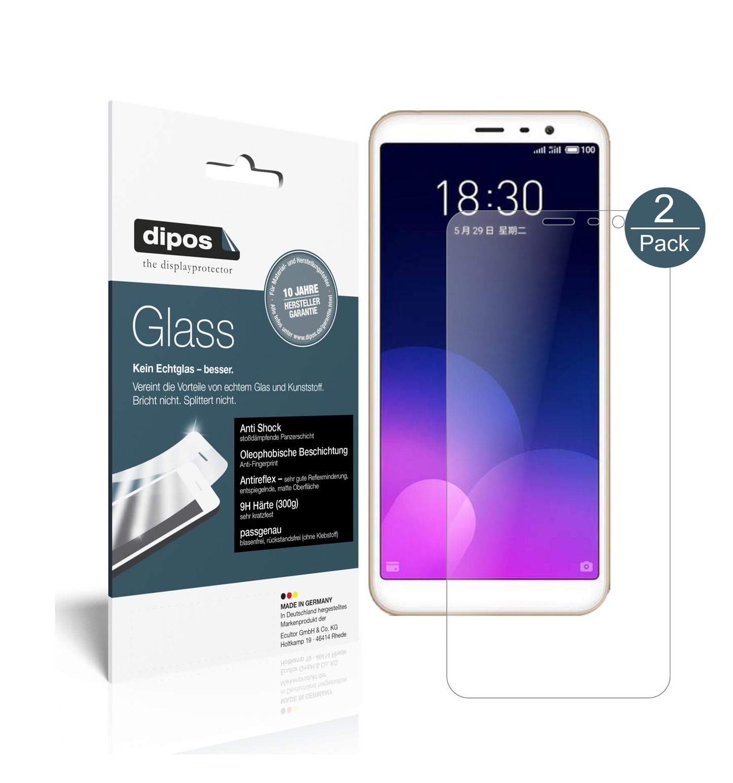 Mattes Panzerglas: Schutz vor Brüchen, Fingerabdrücken und Bildschirmblendung für Meizu-M6T