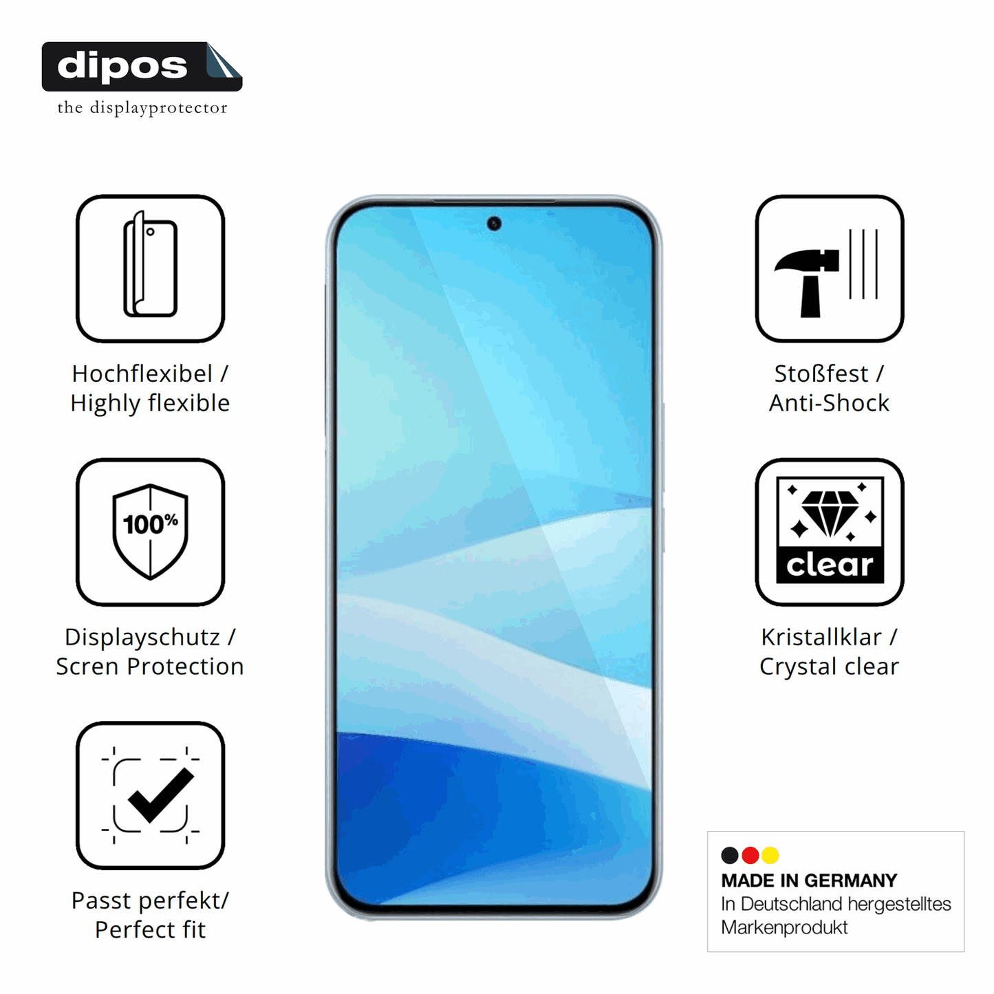 Displayschutz hergestellt in Deutschland, höchste Qualität made in Germany