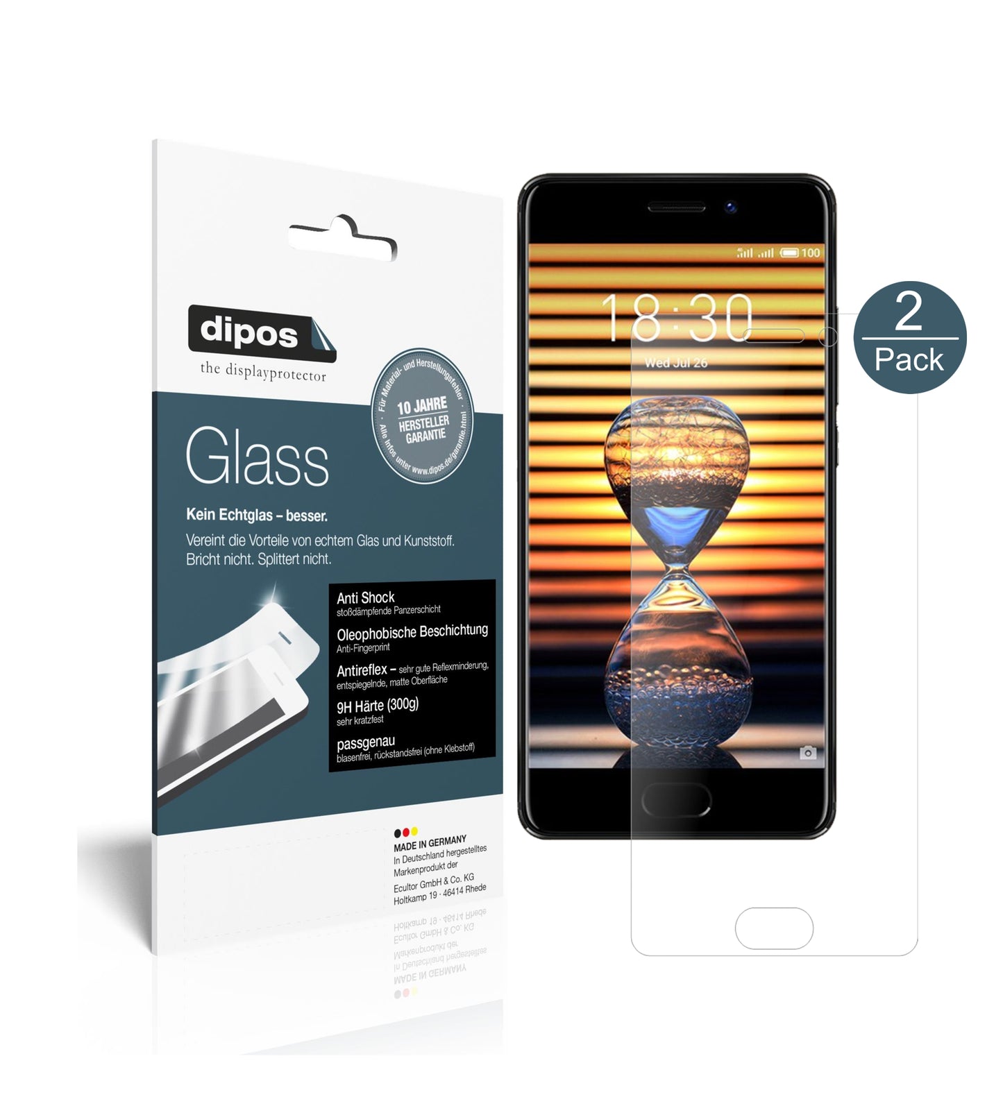 Mattes Panzerglas: Schutz vor Brüchen, Fingerabdrücken und Bildschirmblendung für Meizu-Pro 7