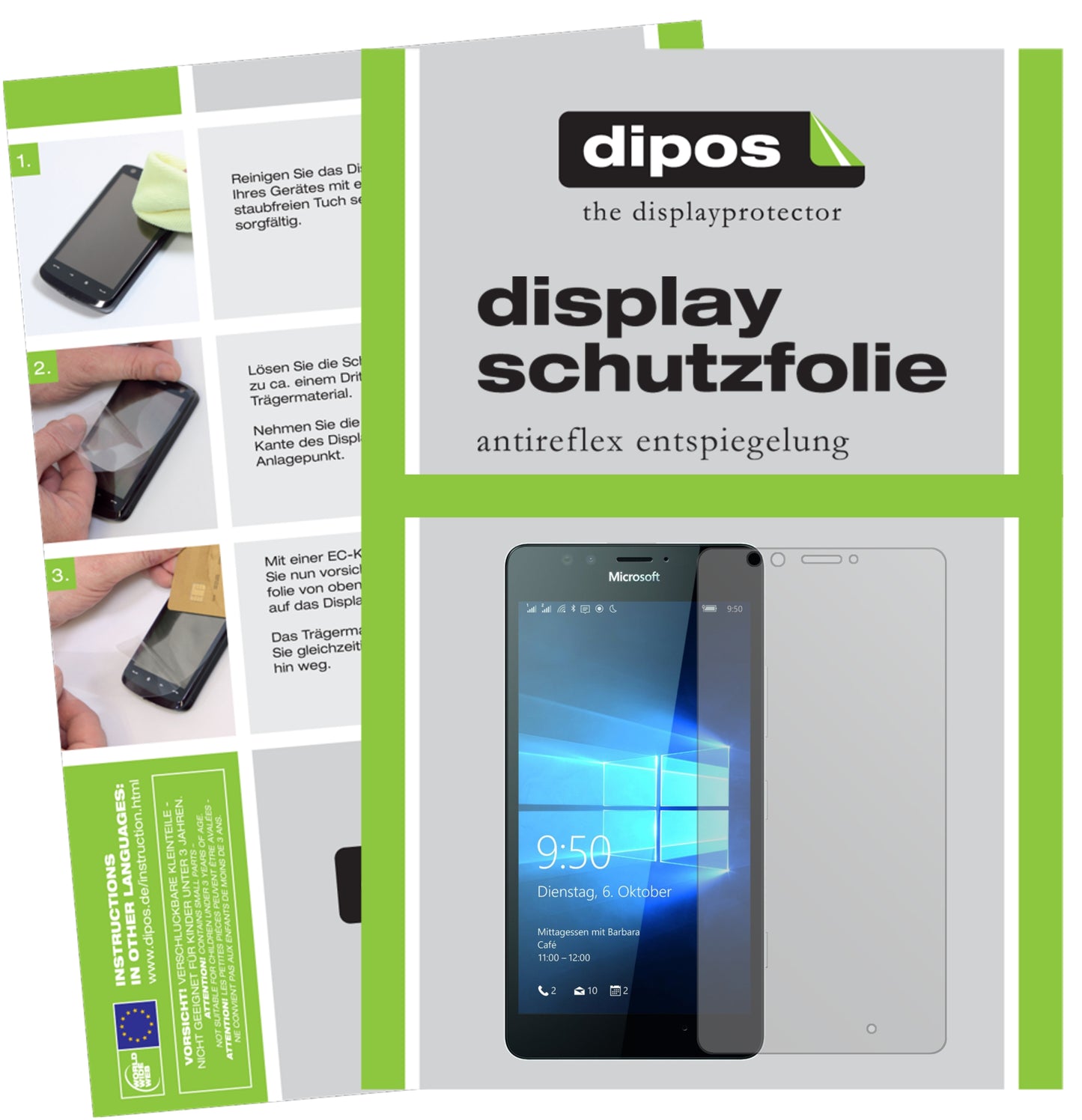 Mattes Panzerglas: Schutz vor Brüchen, Fingerabdrücken und Bildschirmblendung für Microsoft-Lumia 950