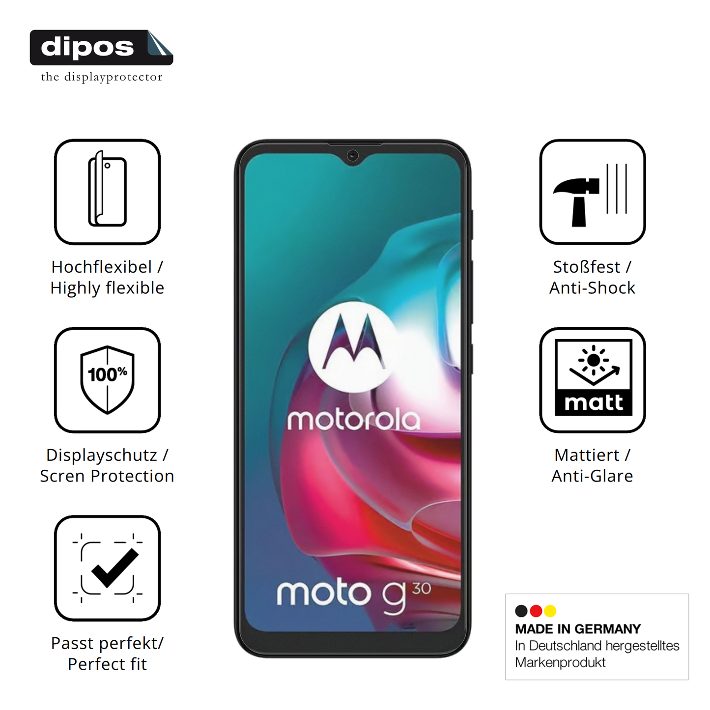 2x Full Cover Schutzfolie matt für Motorola Moto G30