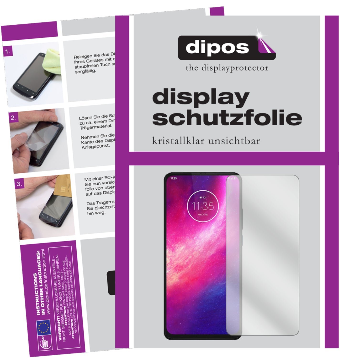 Kristallklare, dünne Schutzfolie: Kratzfest & passgenau für Motorola-Moto One Hyper