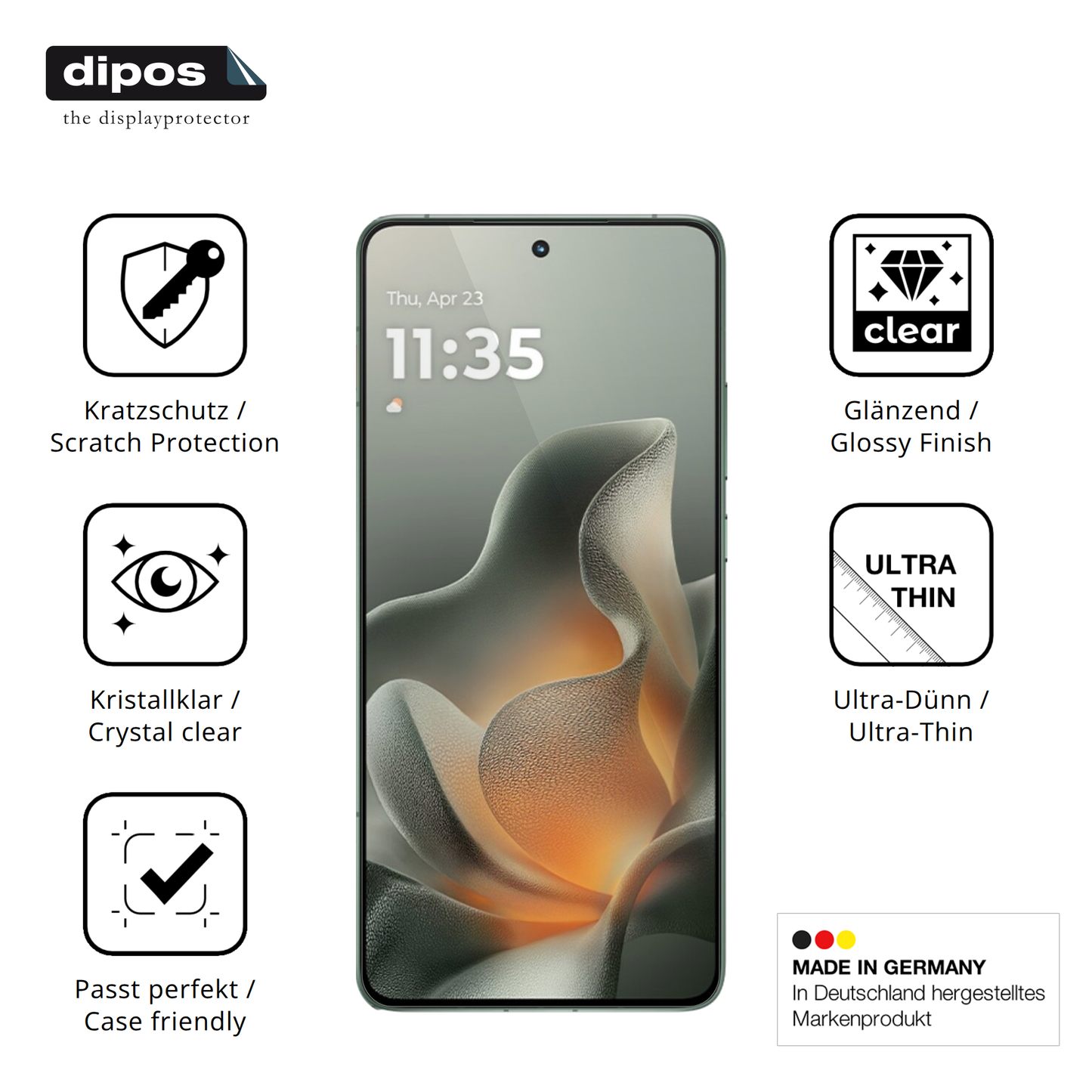 Displayschutz hergestellt in Deutschland, höchste Qualität made in Germany