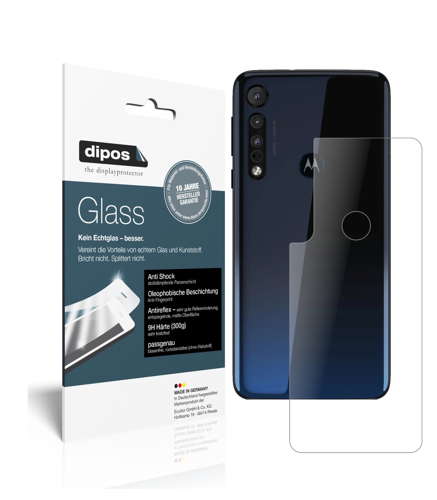 Mattes Panzerglas: Schutz vor Brüchen, Fingerabdrücken und Bildschirmblendung für Motorola-One Macro Rückseite