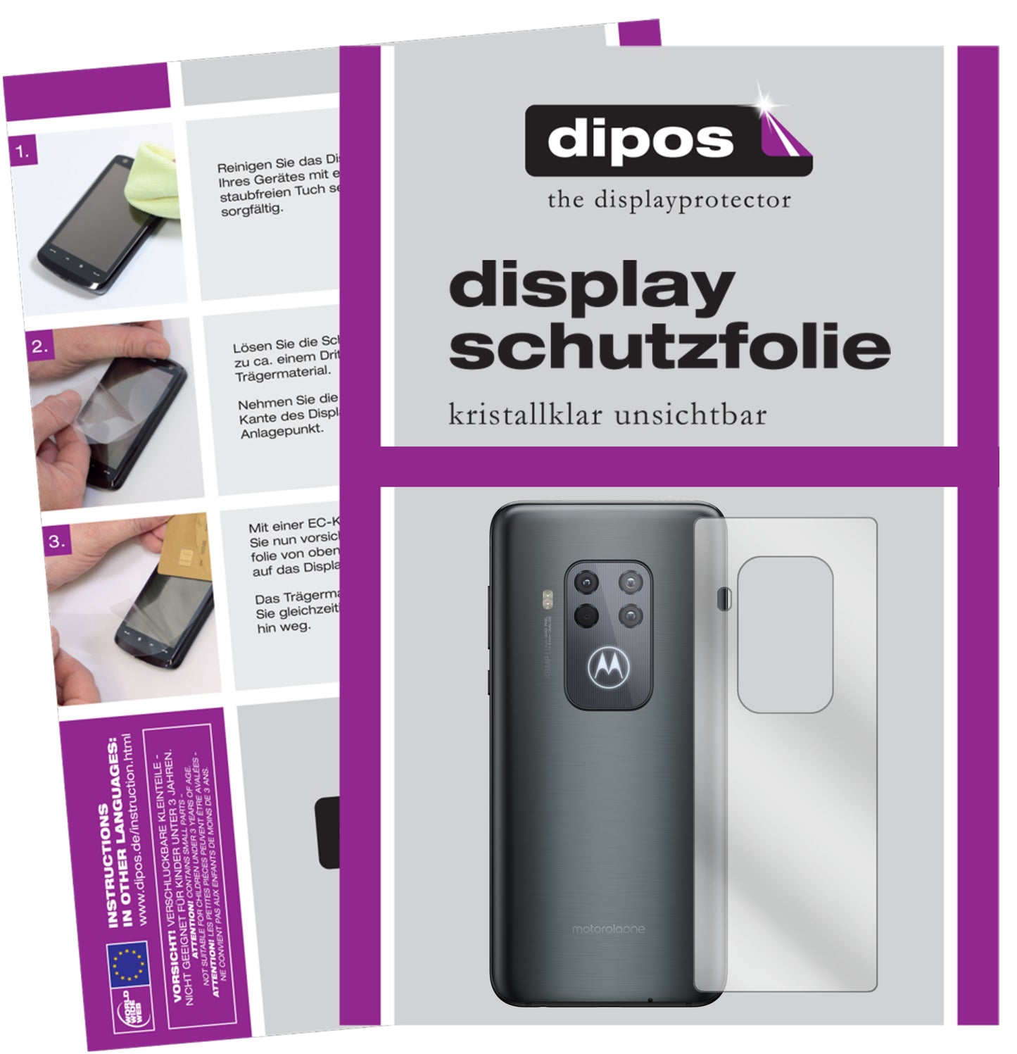 Kristallklare, dünne Schutzfolie: Kratzfest & passgenau für Motorola-One Zoom Rückseite