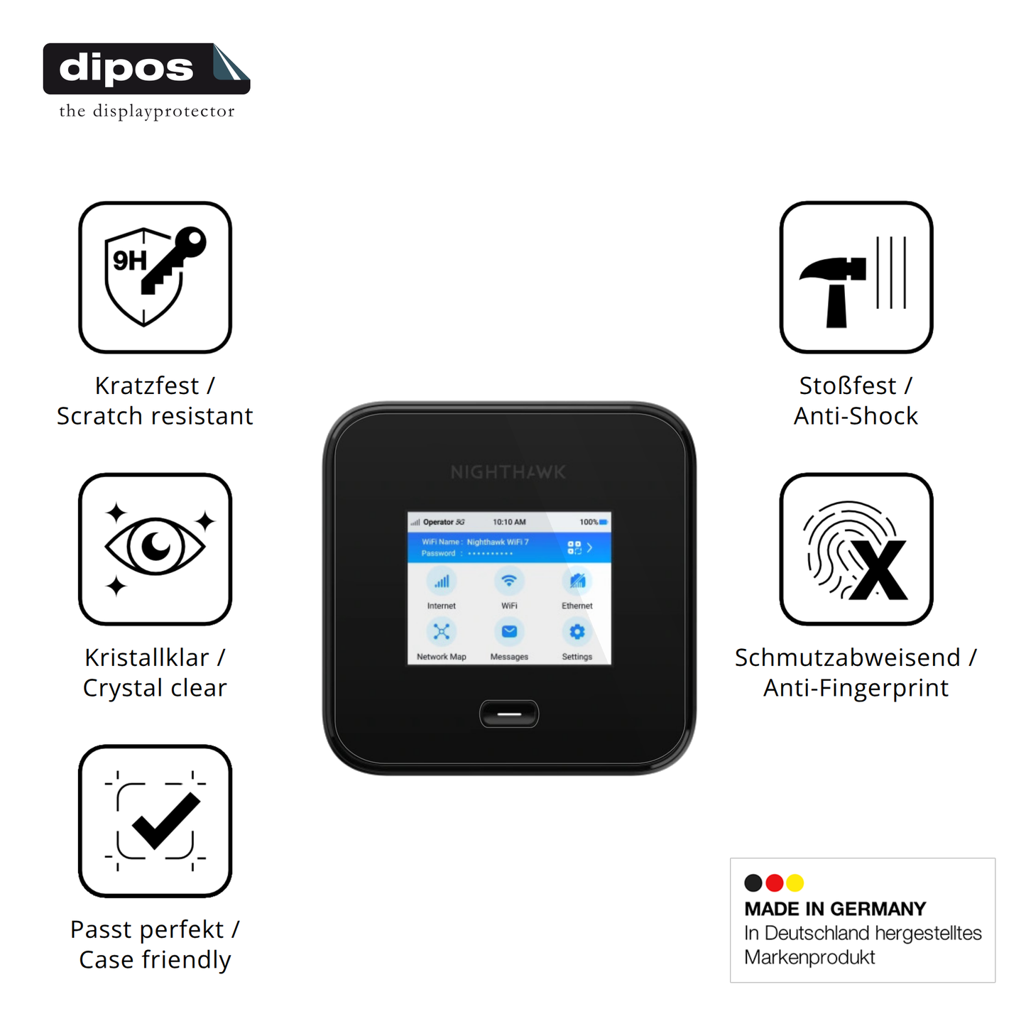 Displayschutz hergestellt in Deutschland, höchste Qualität made in Germany