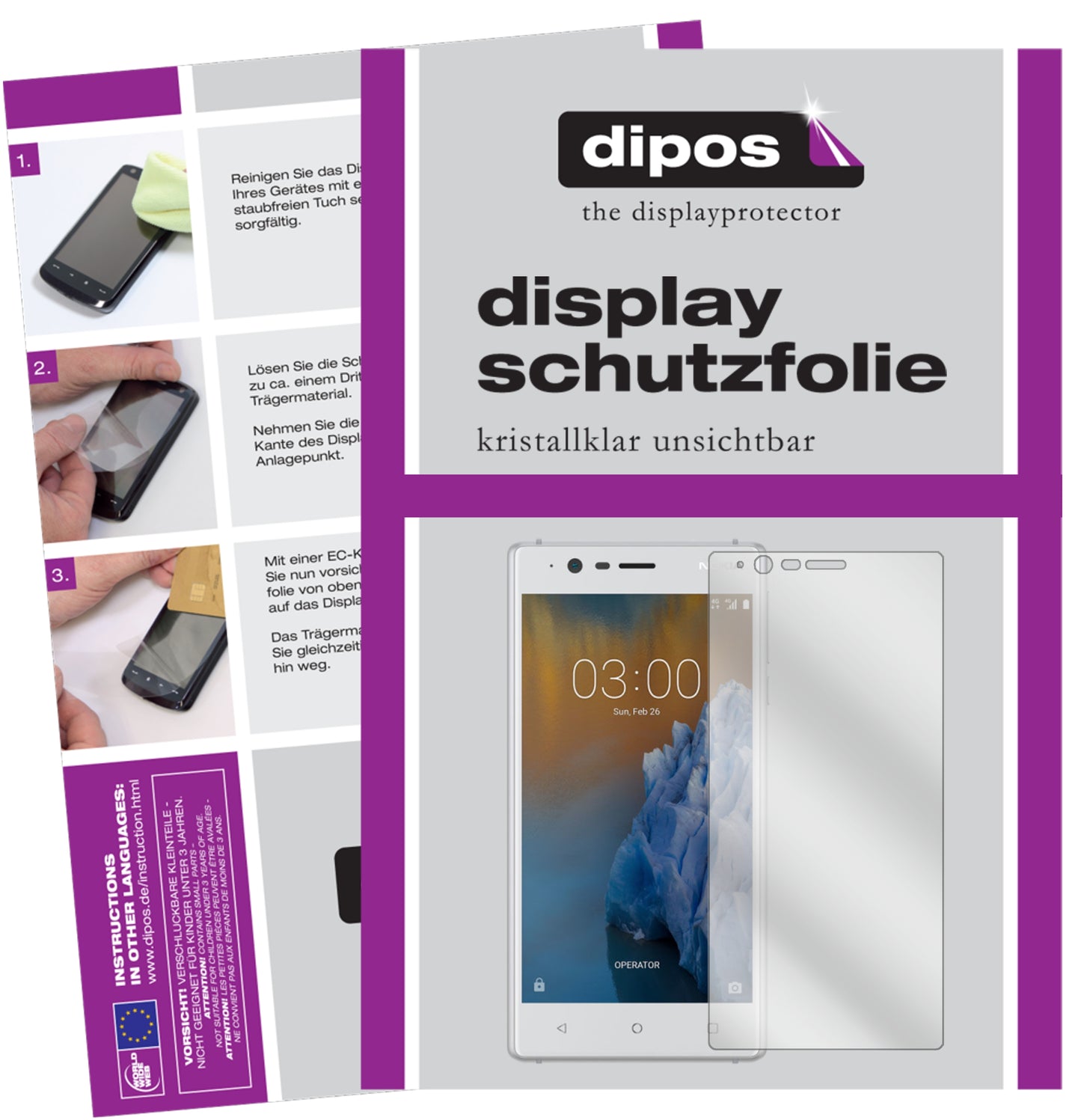Kristallklare, dünne Schutzfolie: Kratzfest & passgenau für Nokia-3