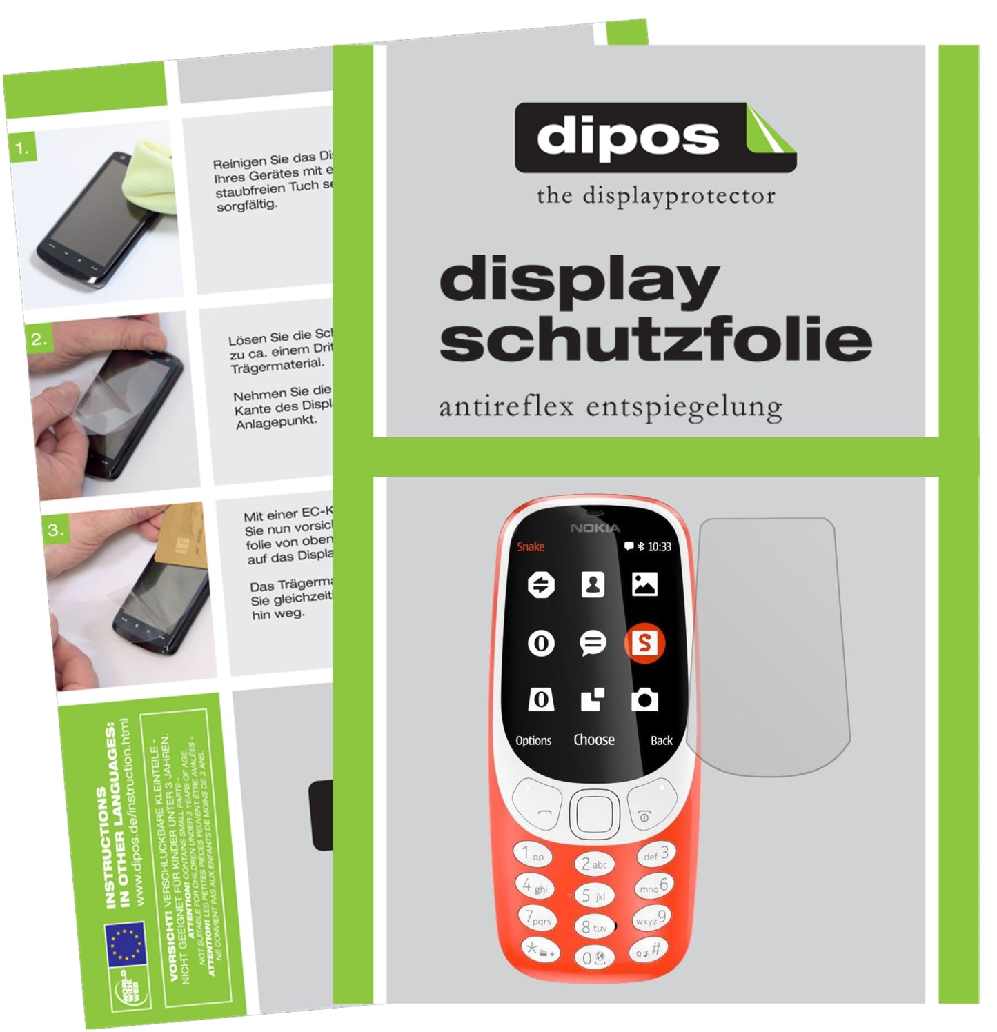 Mattes Panzerglas: Schutz vor Brüchen, Fingerabdrücken und Bildschirmblendung für Nokia-3310