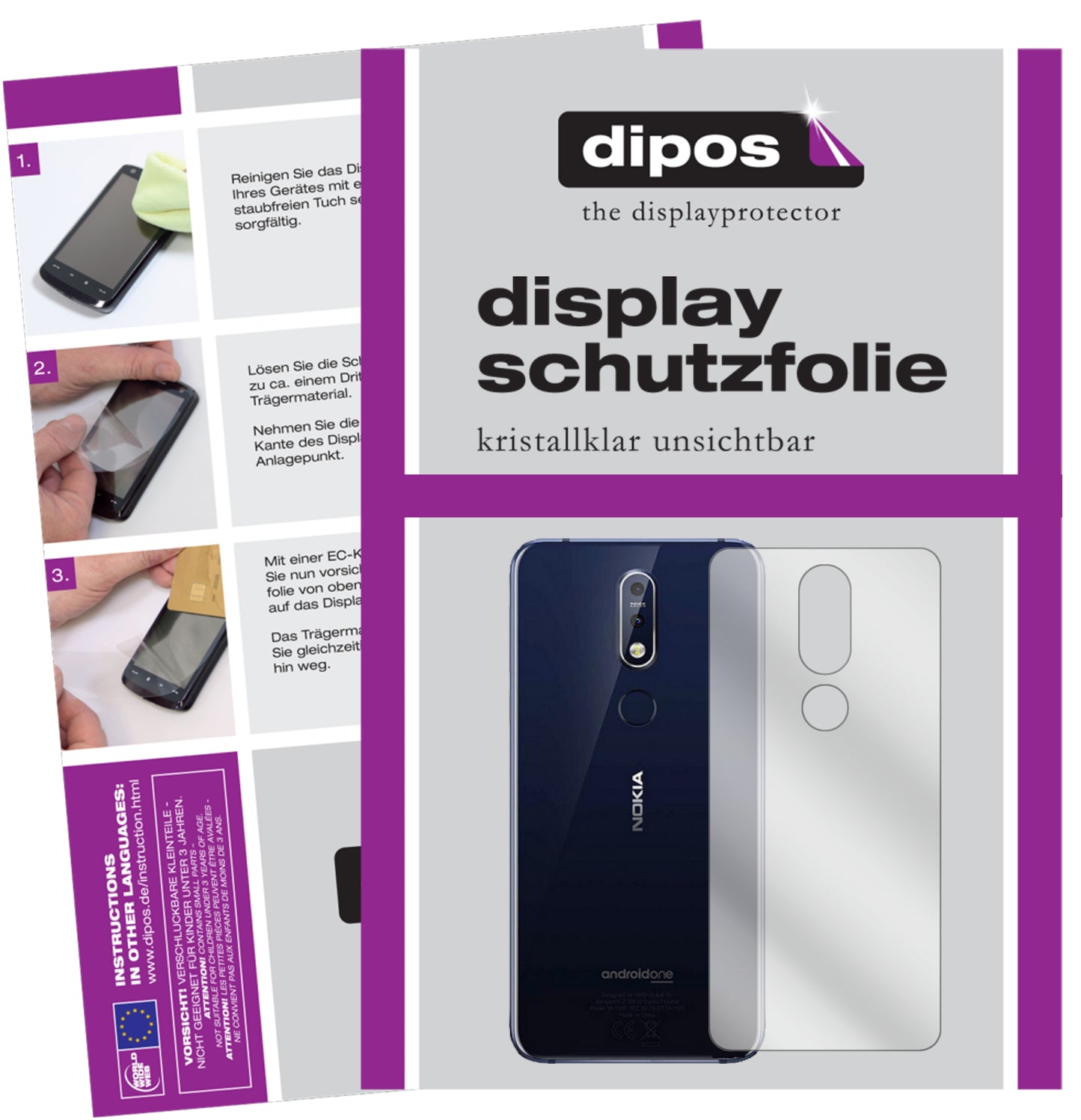 Kristallklare, dünne Schutzfolie: Kratzfest & passgenau für Nokia-7.1 Plus Rückseite