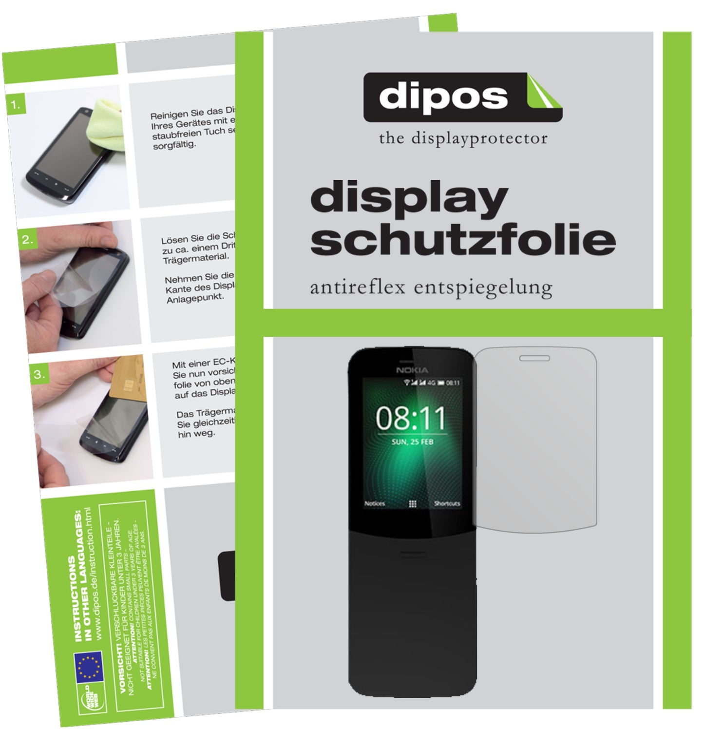 Mattes Panzerglas: Entspiegelte, dünne Folie, Fingerabdruckresistenz und Bildschirmschutz für Nokia-8110 4G