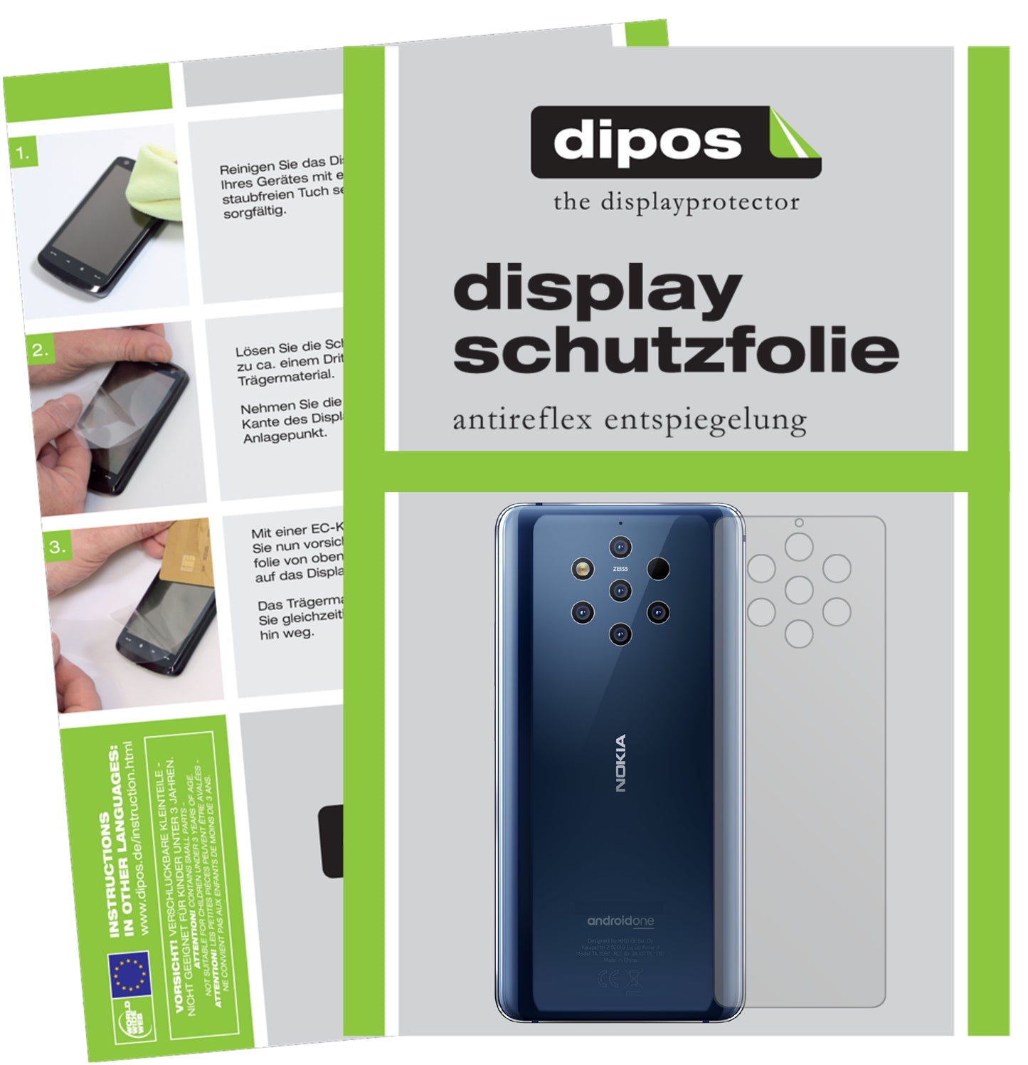 Mattes Panzerglas: Entspiegelte, dünne Folie, Fingerabdruckresistenz und Bildschirmschutz für Nokia-9 PureView Rückseite