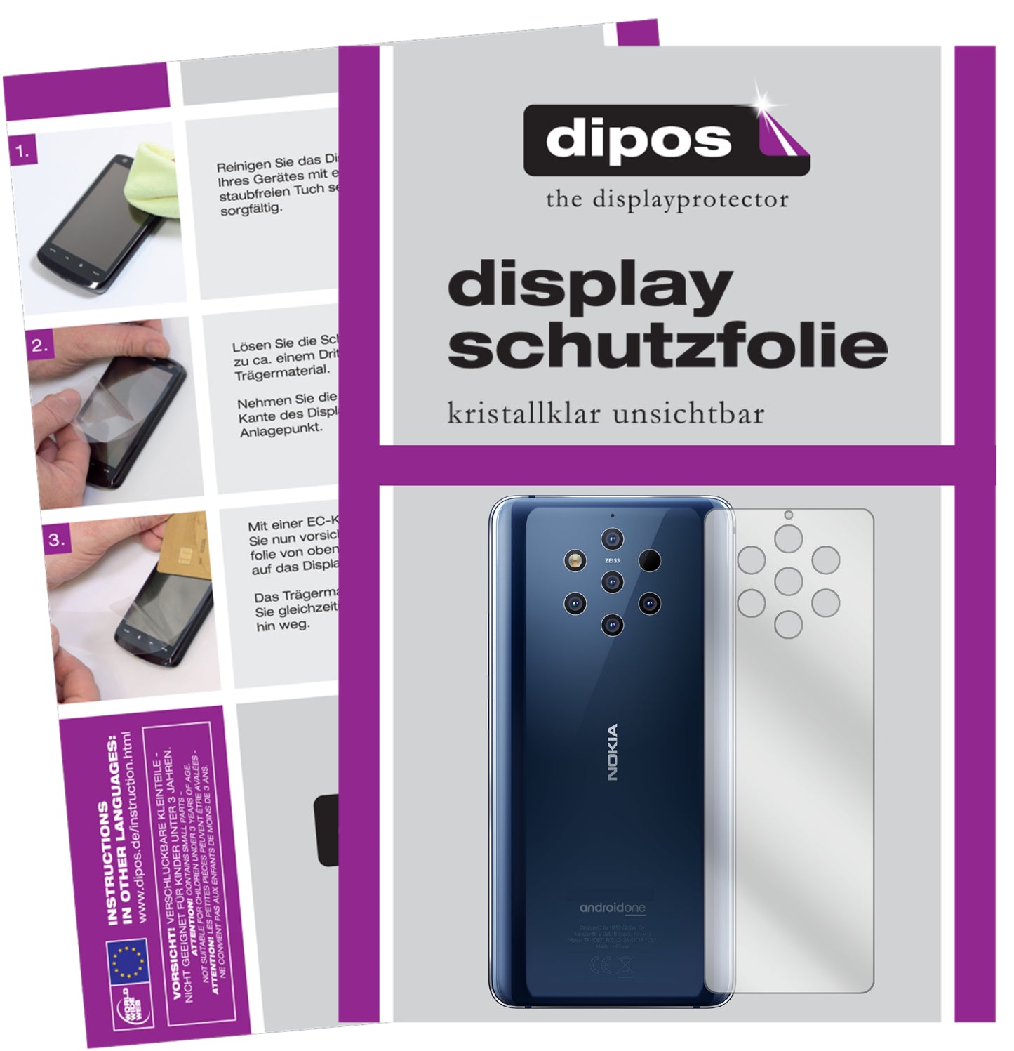 Kristallklare, dünne Schutzfolie: Kratzfest & passgenau für Nokia-9 PureView Rückseite