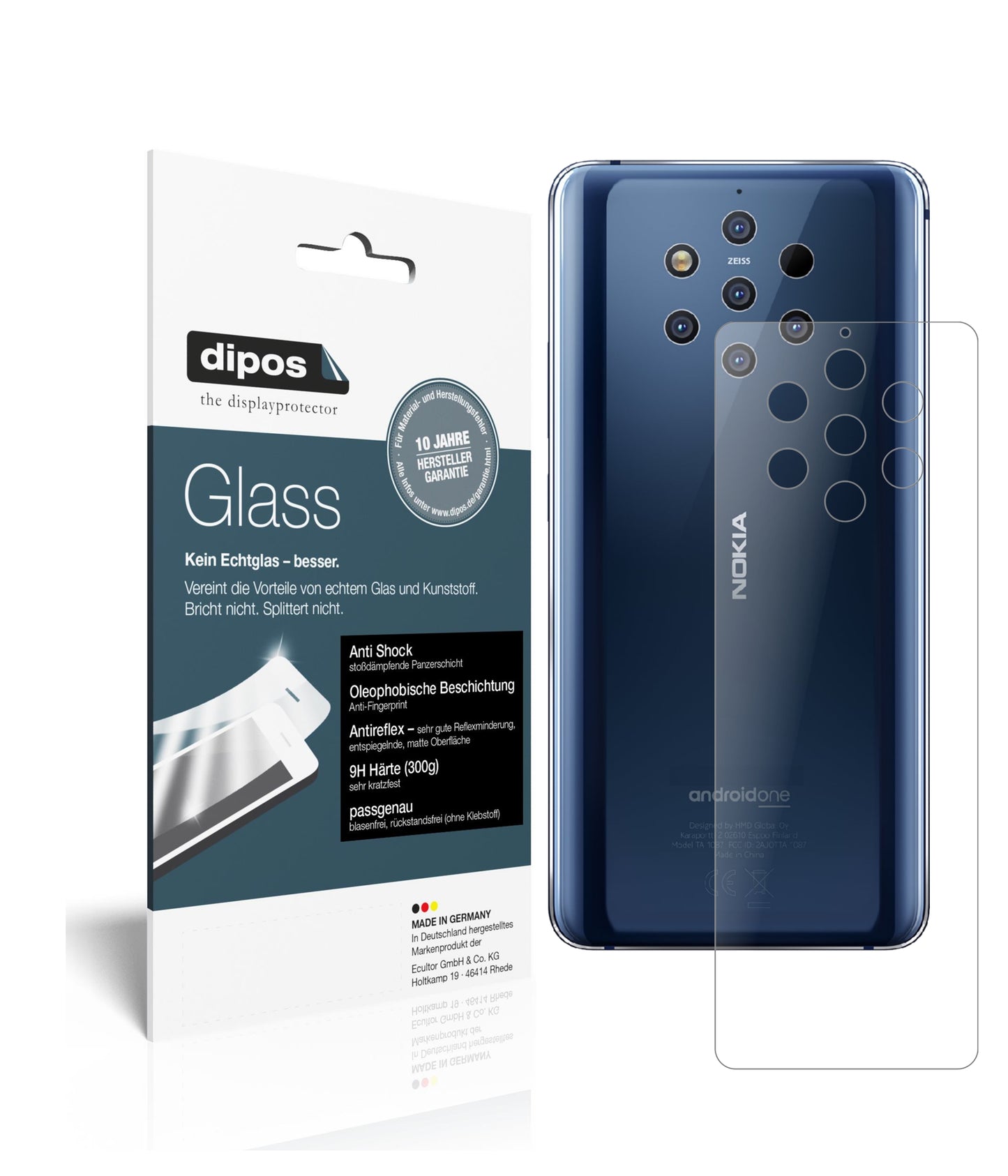 Mattes Panzerglas: Schutz vor Brüchen, Fingerabdrücken und Bildschirmblendung für Nokia-9 PureView Rückseite