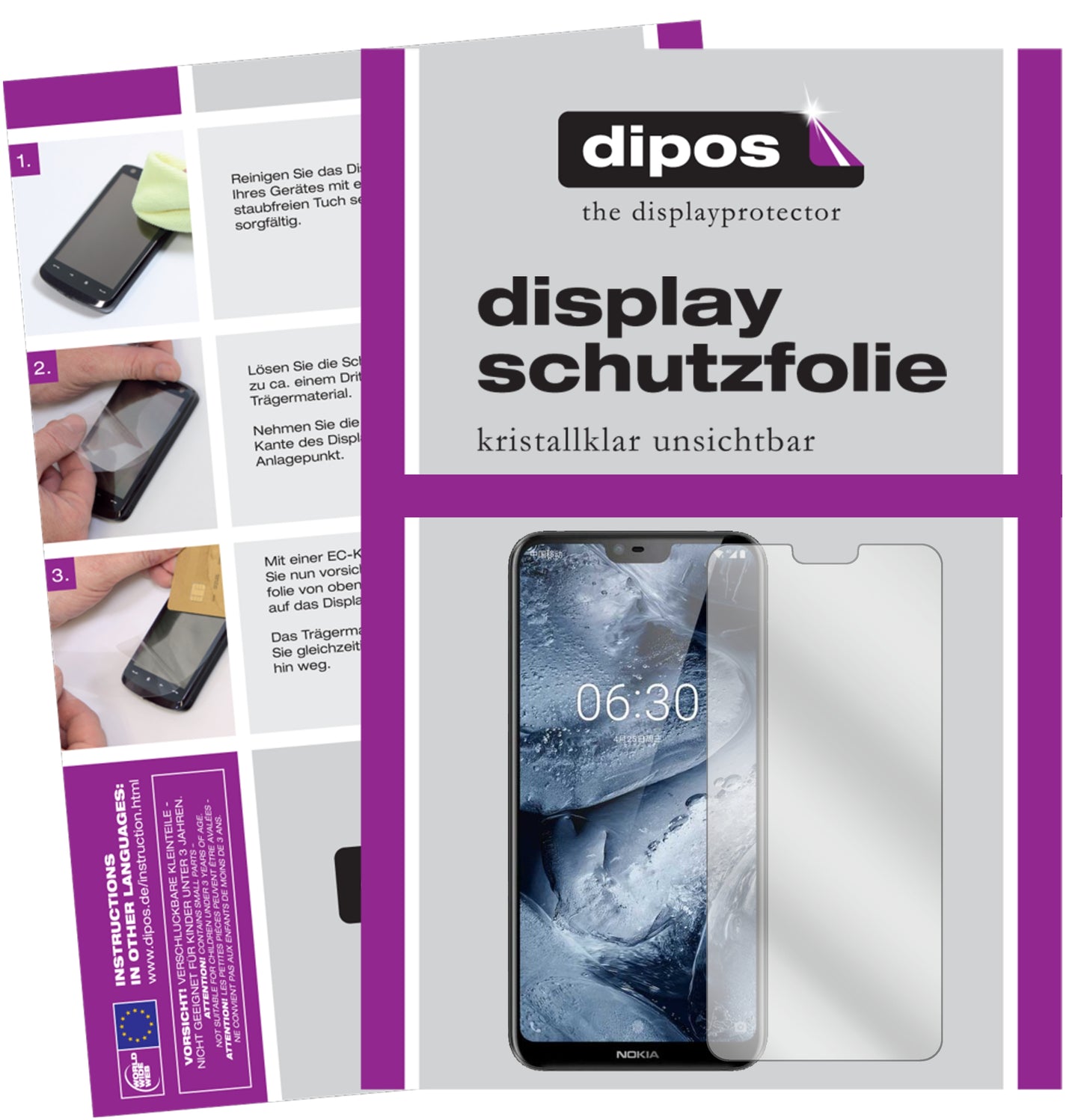 Kristallklare, dünne Schutzfolie: Kratzfest & passgenau für Nokia-X6 2018 TA1099