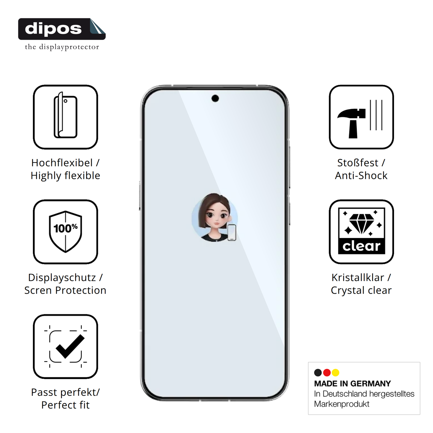 Displayschutz hergestellt in Deutschland, höchste Qualität made in Germany