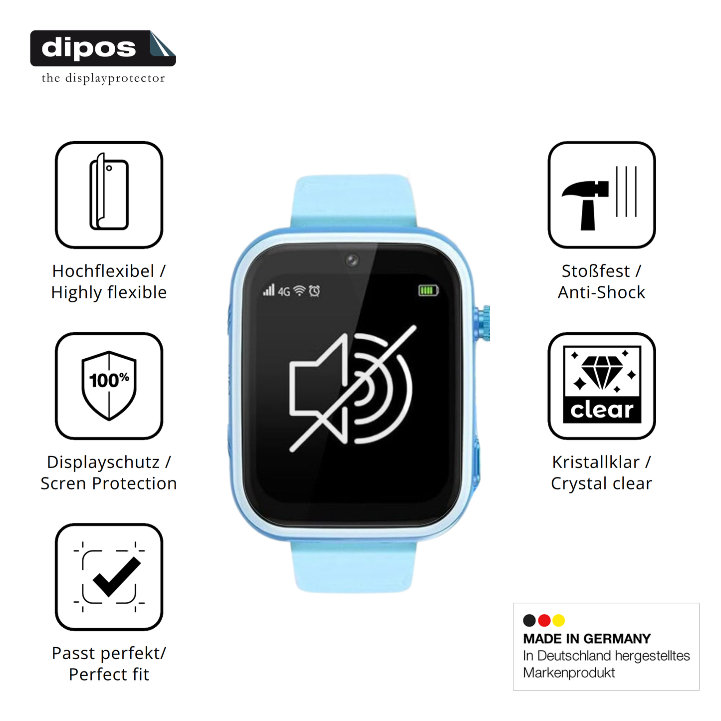 Displayschutz hergestellt in Deutschland, höchste Qualität made in Germany
