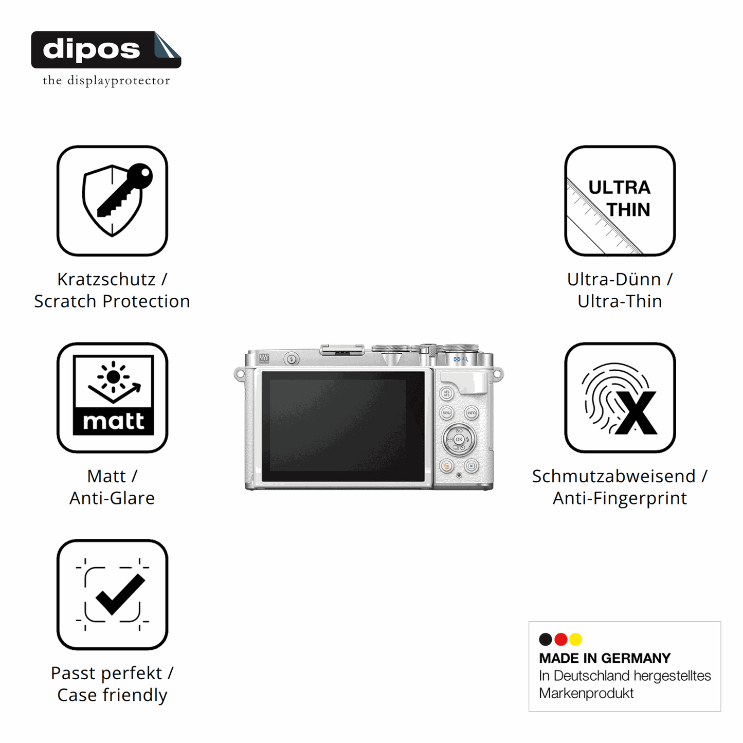 4x Screen Protector for OM SYSTEM E-P7 Protection Anti Glare dipos
