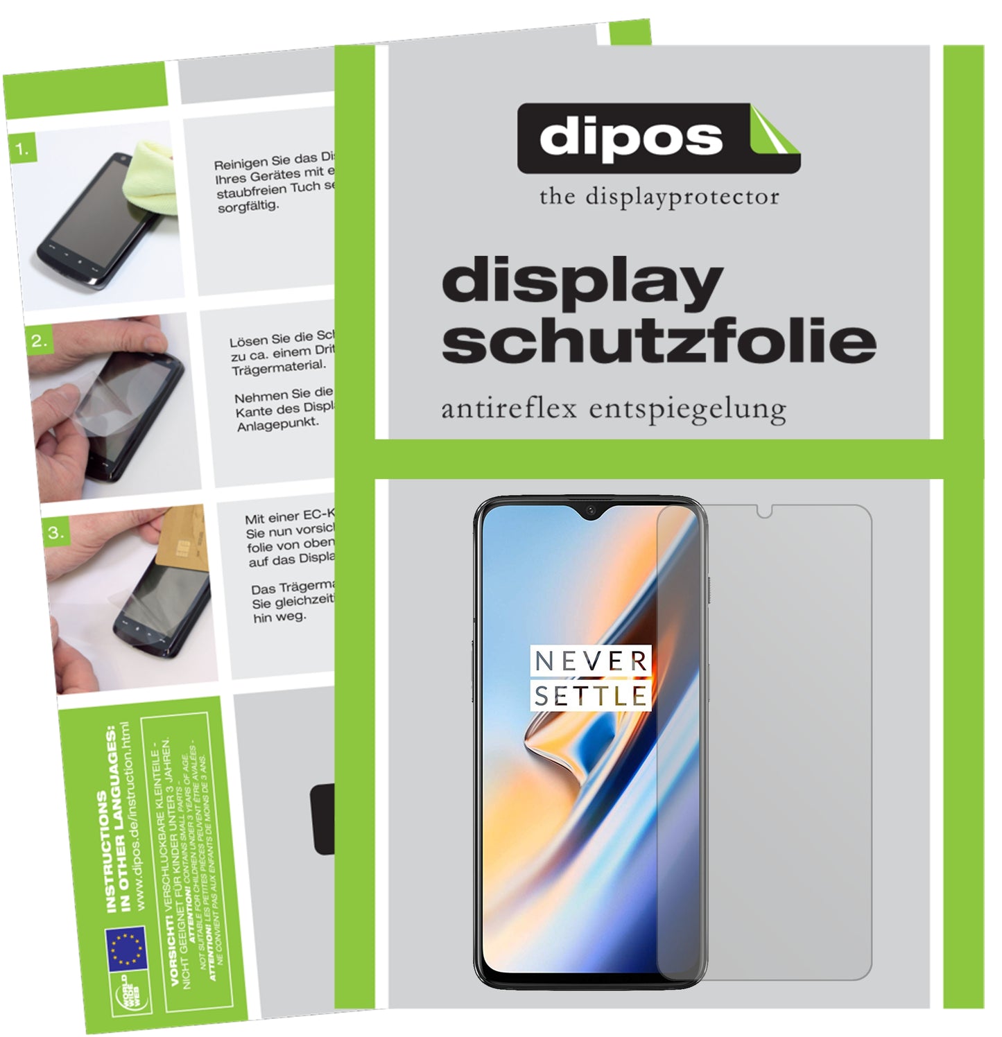 Mattes Panzerglas: Entspiegelte, dünne Folie, Fingerabdruckresistenz und Bildschirmschutz für OnePlus-6T