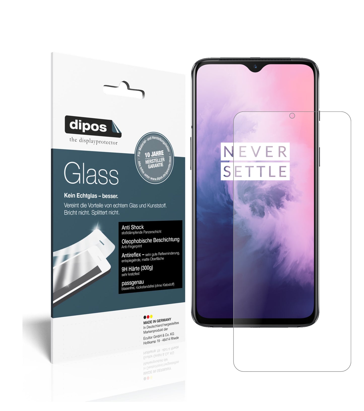 Mattes Panzerglas: Schutz vor Brüchen, Fingerabdrücken und Bildschirmblendung für OnePlus-7