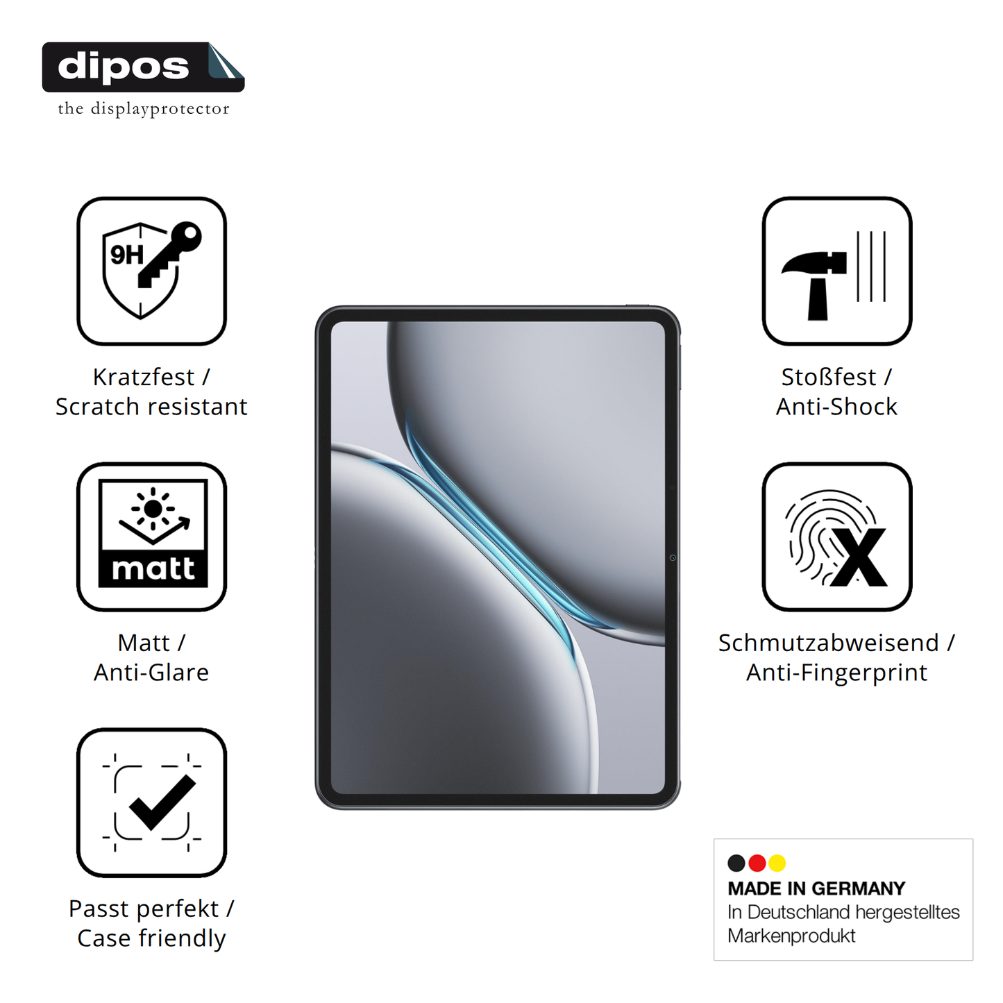 Displayschutz hergestellt in Deutschland, höchste Qualität made in Germany