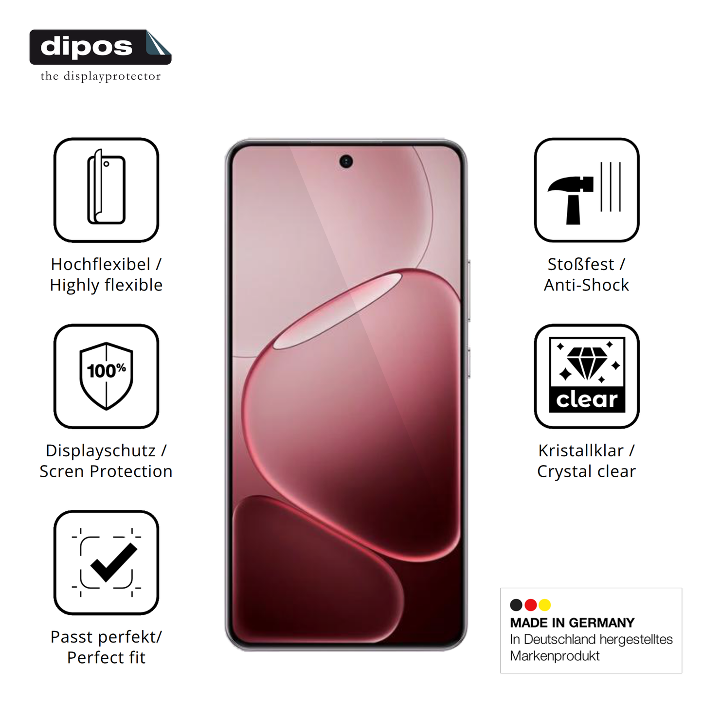 Displayschutz hergestellt in Deutschland, höchste Qualität made in Germany