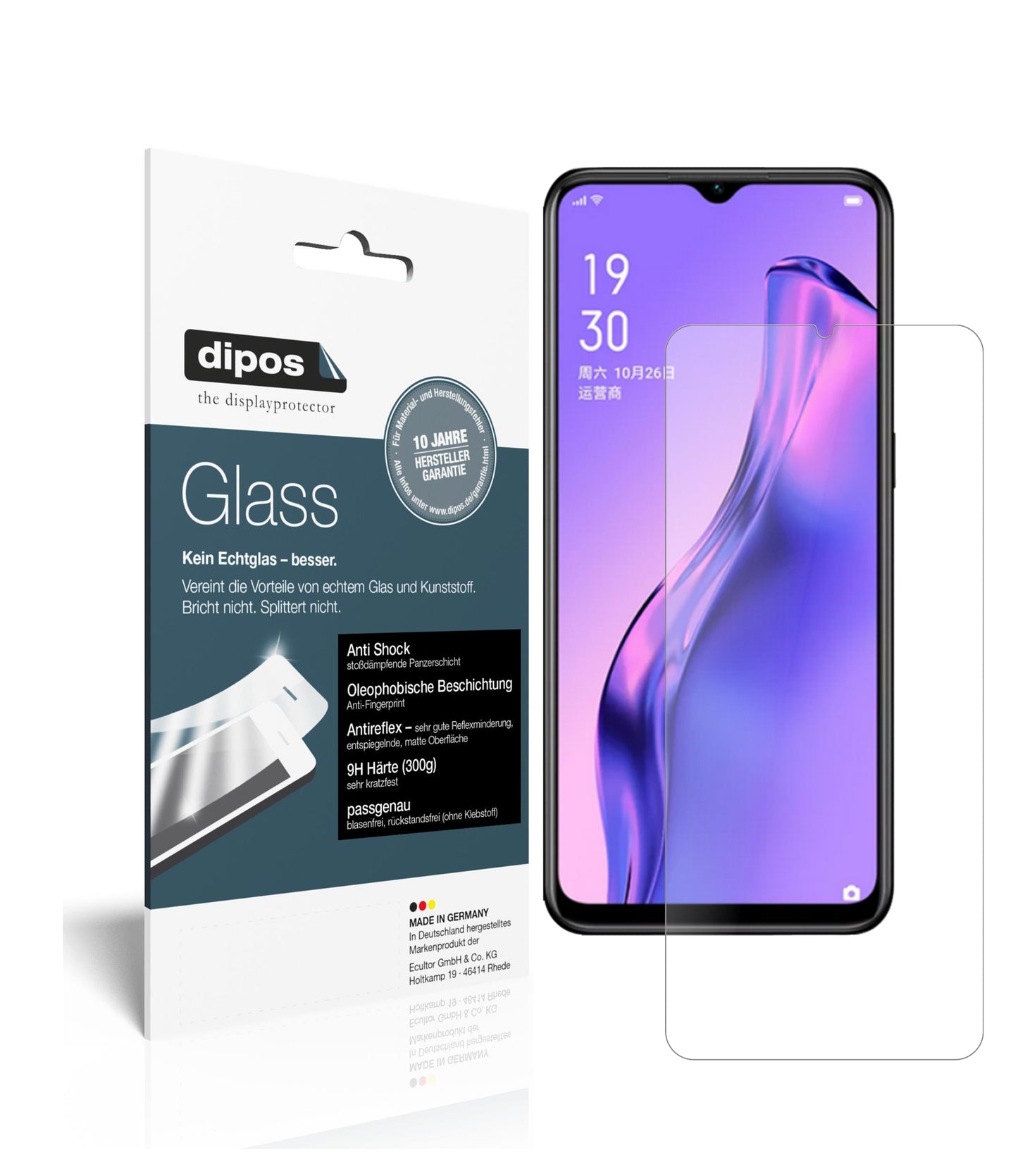 Mattes Panzerglas: Schutz vor Brüchen, Fingerabdrücken und Bildschirmblendung für Oppo-A8