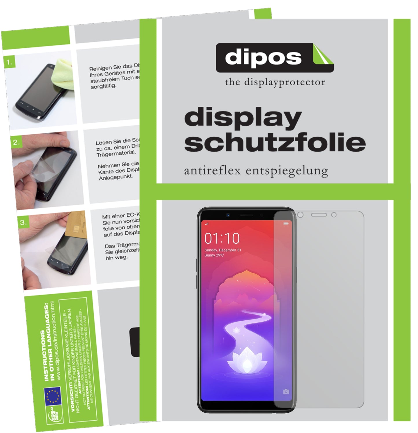 Mattes Panzerglas: Entspiegelte, dünne Folie, Fingerabdruckresistenz und Bildschirmschutz für Oppo-Realme 1