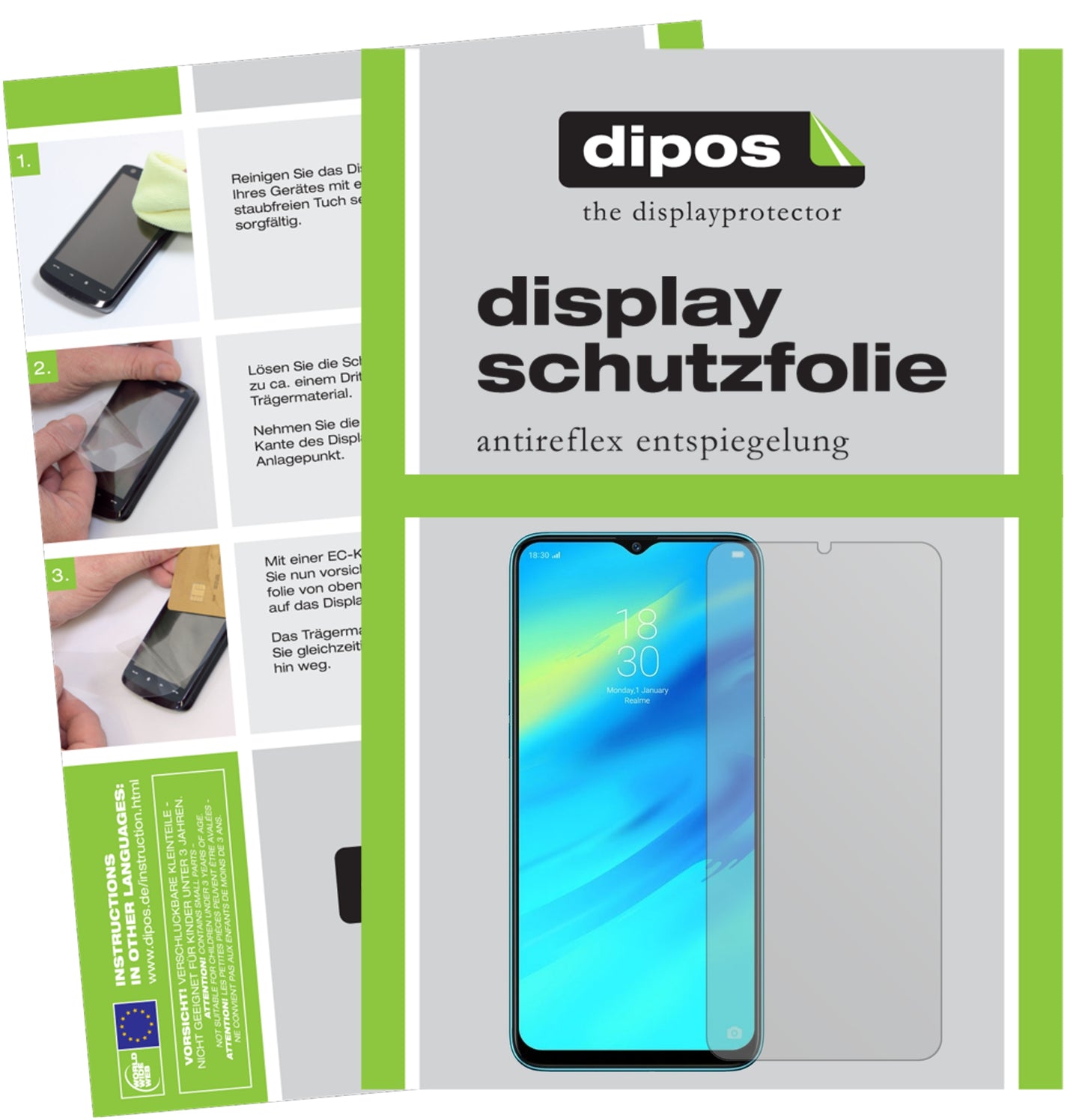 Mattes Panzerglas: Entspiegelte, dünne Folie, Fingerabdruckresistenz und Bildschirmschutz für Oppo-Realme 2 Pro
