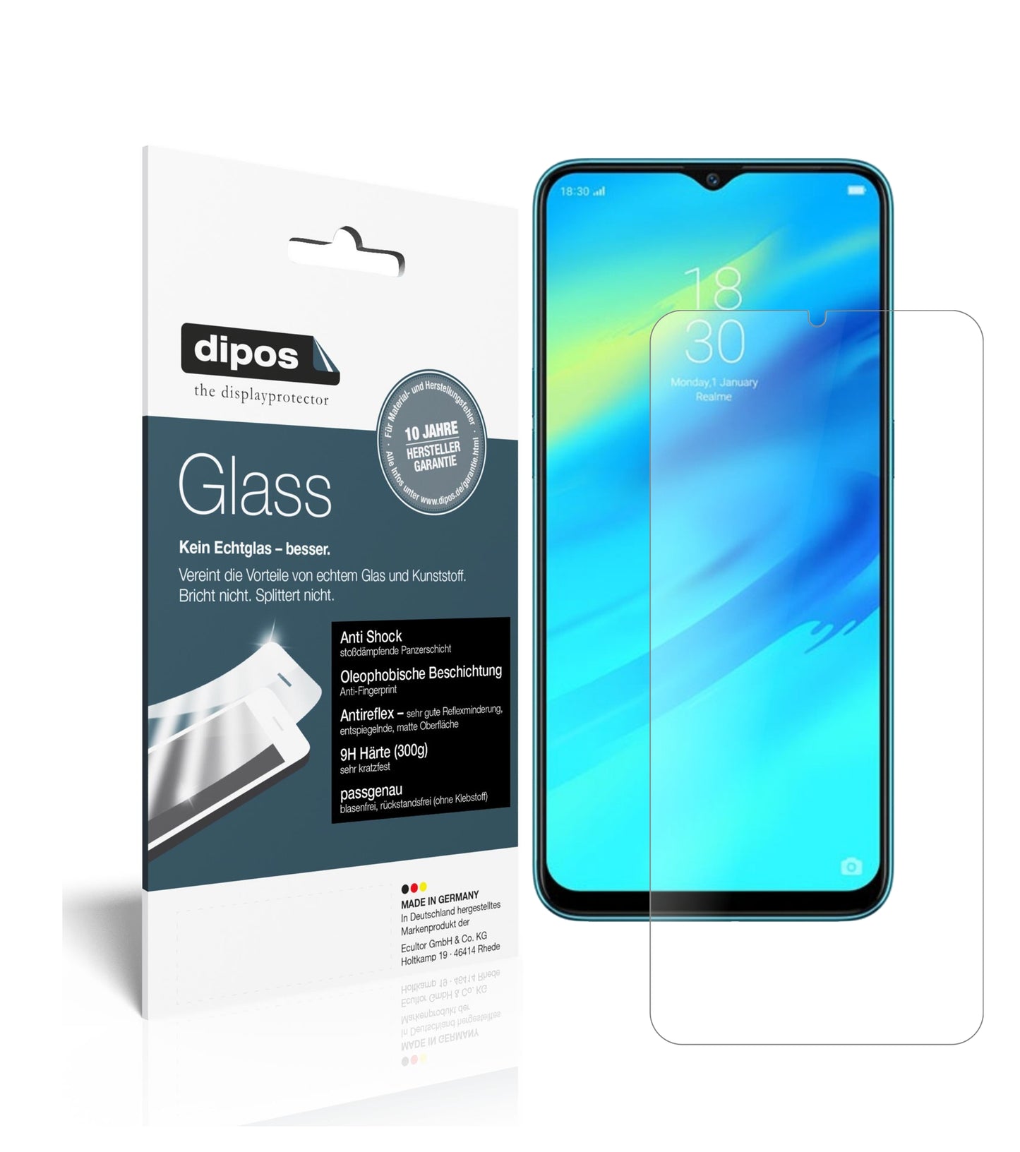 Mattes Panzerglas: Schutz vor Brüchen, Fingerabdrücken und Bildschirmblendung für Oppo-Realme 2 Pro