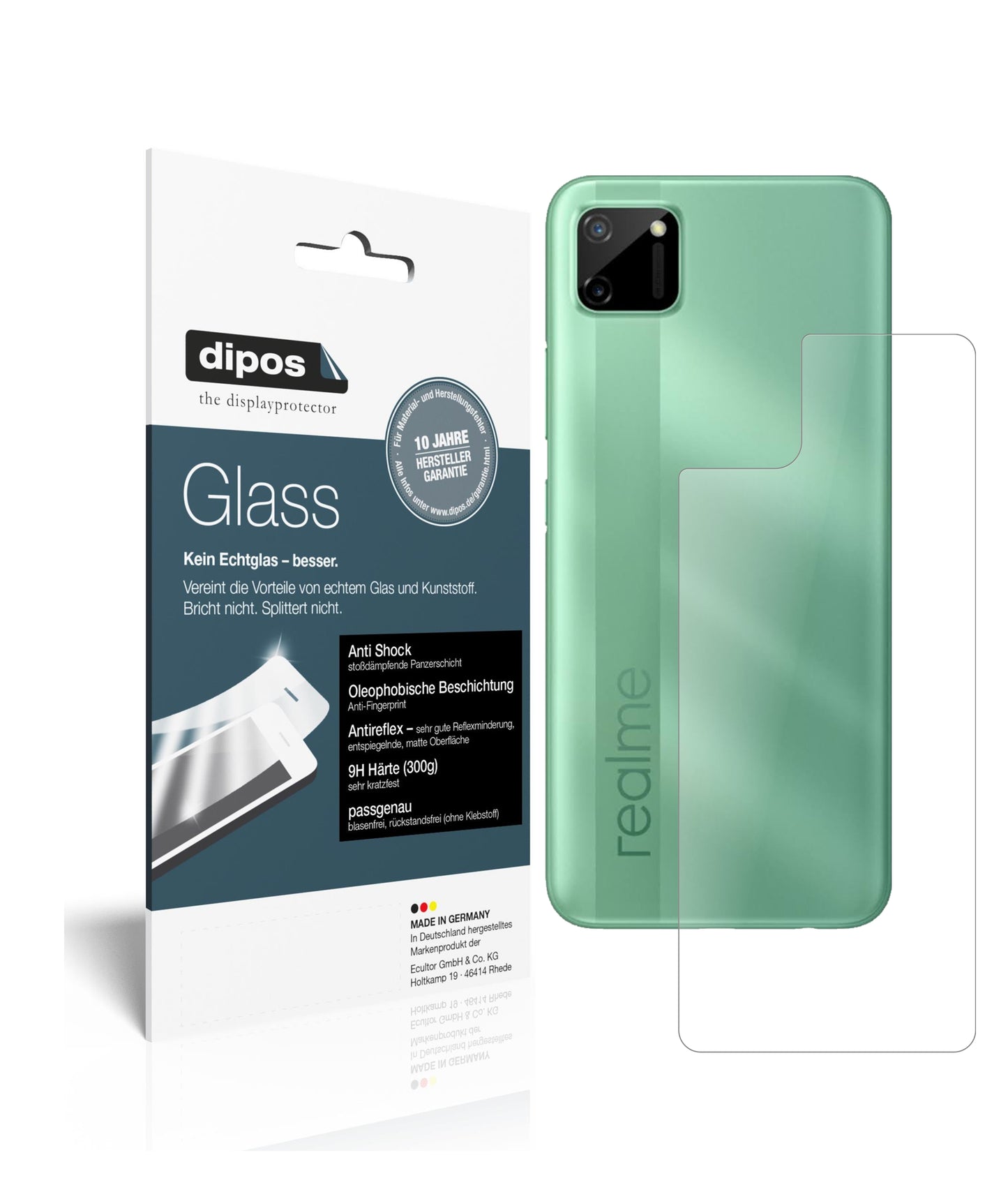 Mattes Panzerglas: Schutz vor Brüchen, Fingerabdrücken und Bildschirmblendung für Oppo-Realme C11 Rückseite