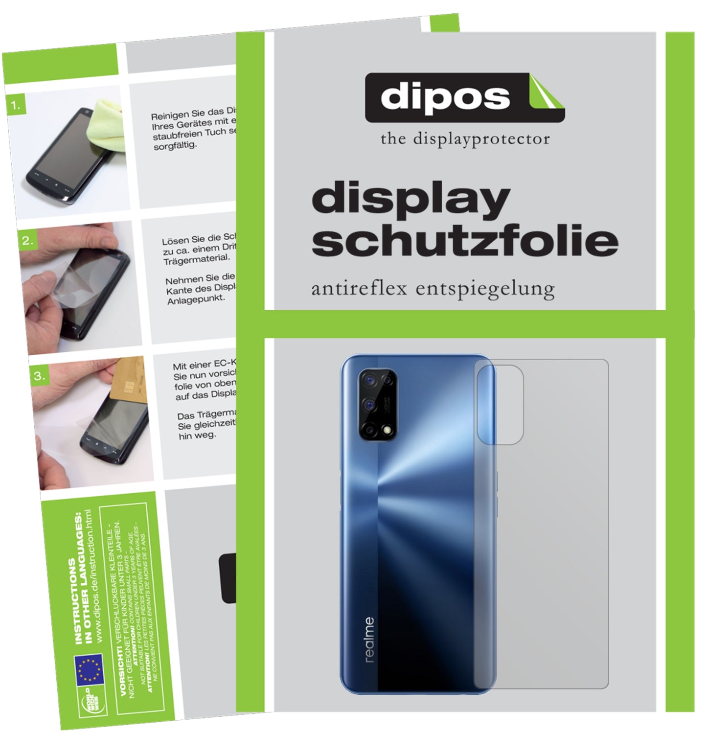 Mattes Panzerglas: Entspiegelte, dünne Folie, Fingerabdruckresistenz und Bildschirmschutz für Oppo-Realme V5 5G Rückseite