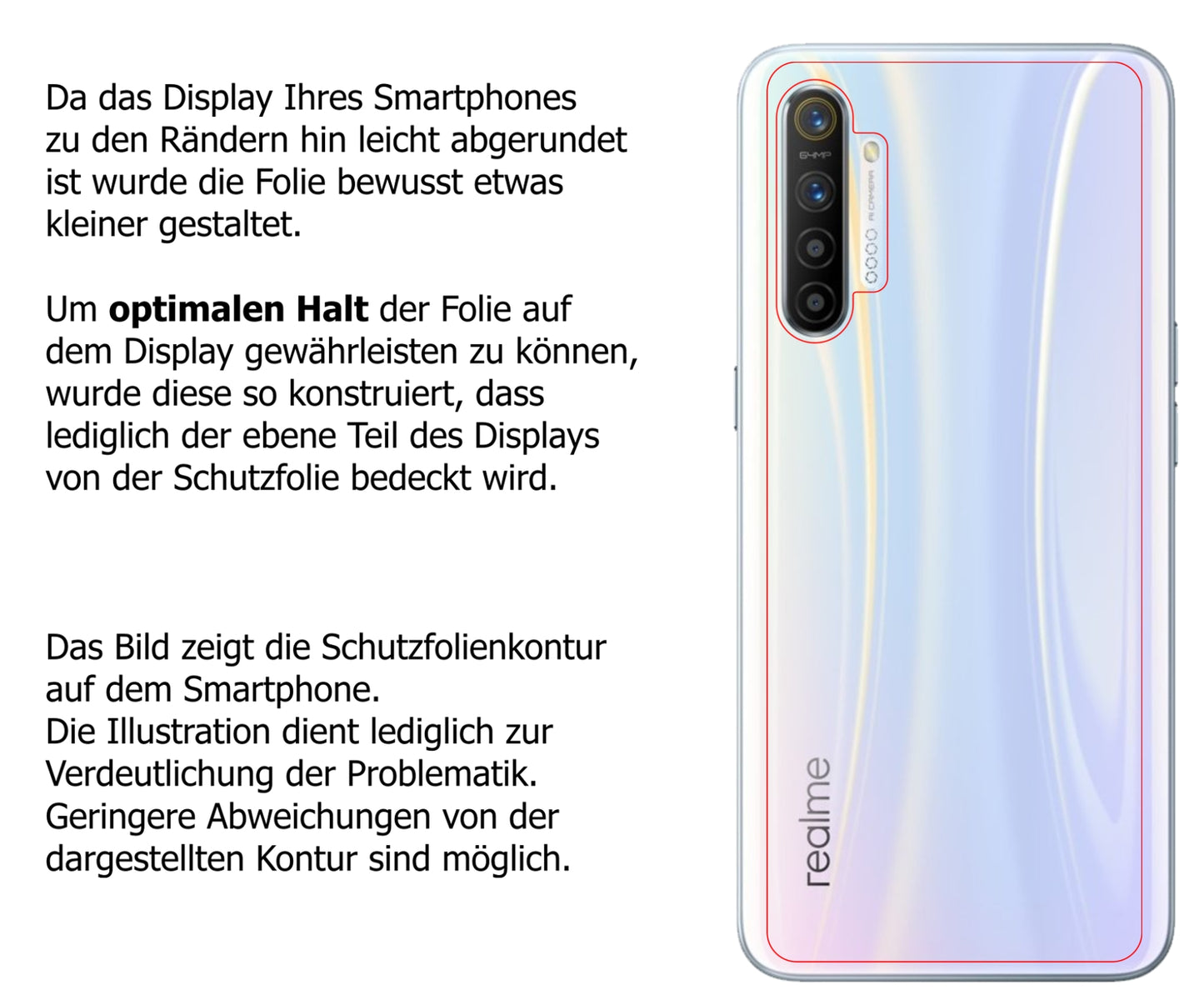 Dünne und klare Folie passend zugeschnitten für Oppo Realme X2 Rückseite