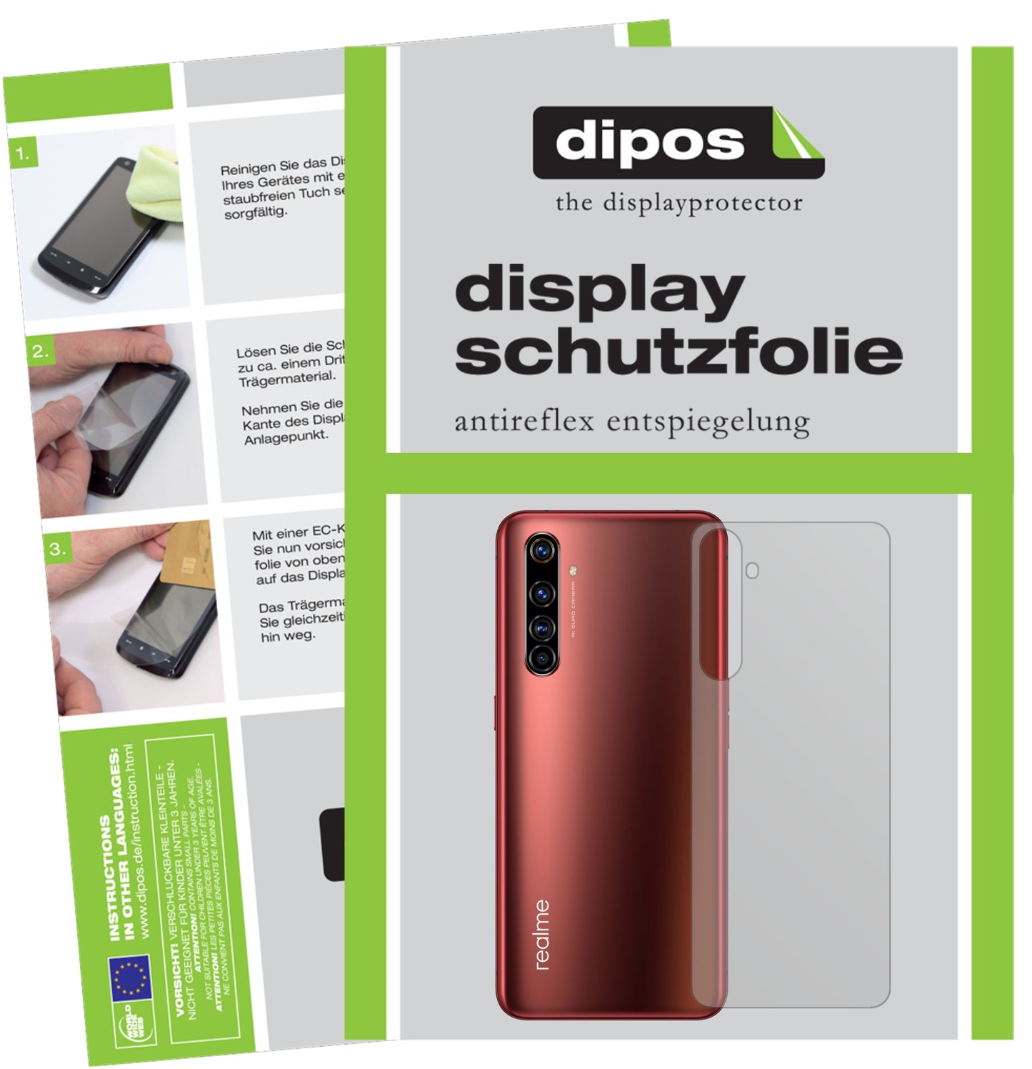 Mattes Panzerglas: Entspiegelte, dünne Folie, Fingerabdruckresistenz und Bildschirmschutz für Oppo-Realme X50t 5G Rückseite