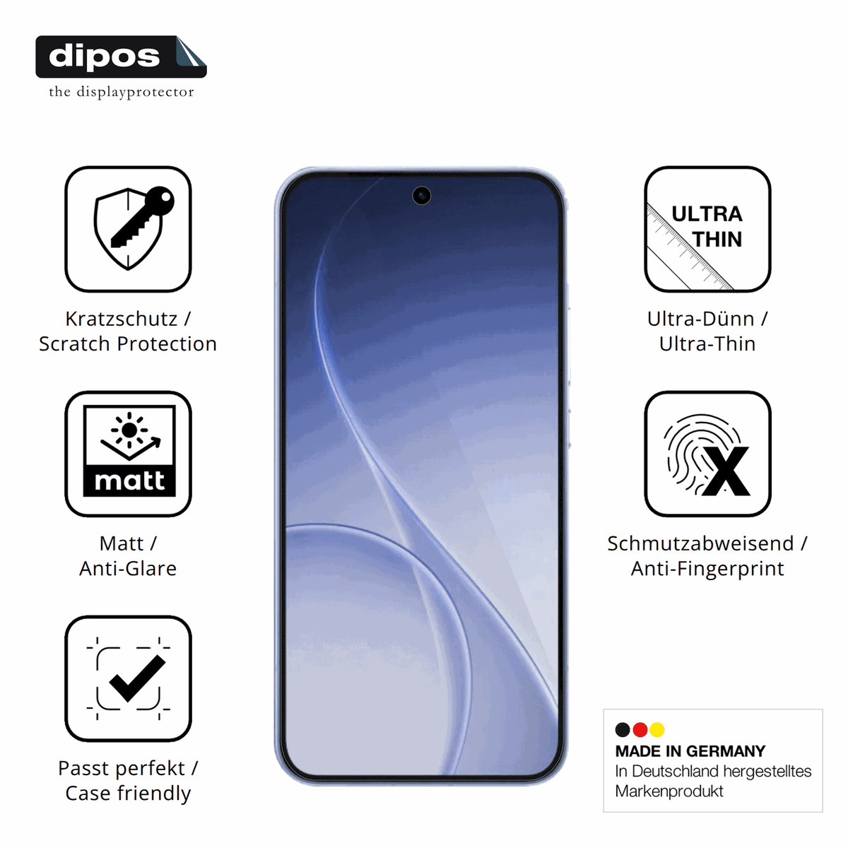 Displayschutz hergestellt in Deutschland, höchste Qualität made in Germany