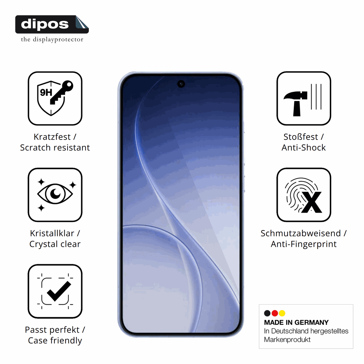 Displayschutz hergestellt in Deutschland, höchste Qualität made in Germany
