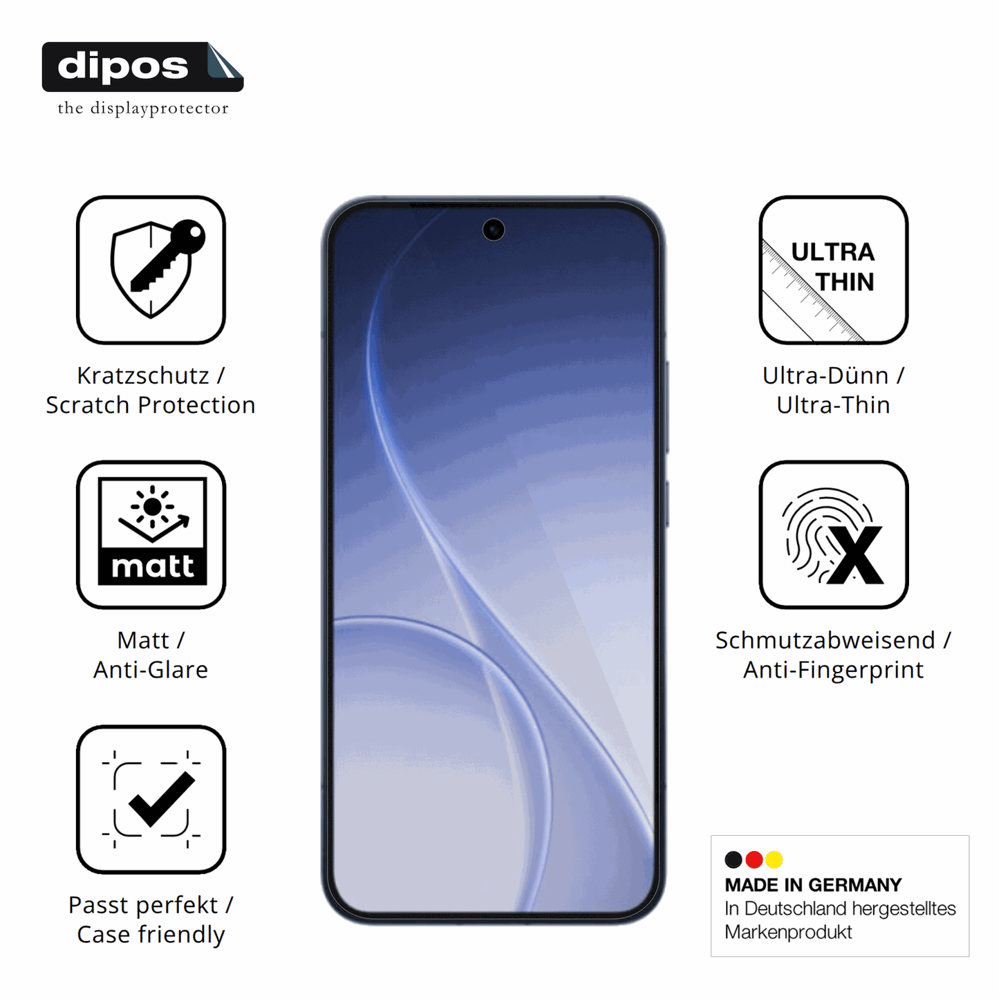 Displayschutz hergestellt in Deutschland, höchste Qualität made in Germany
