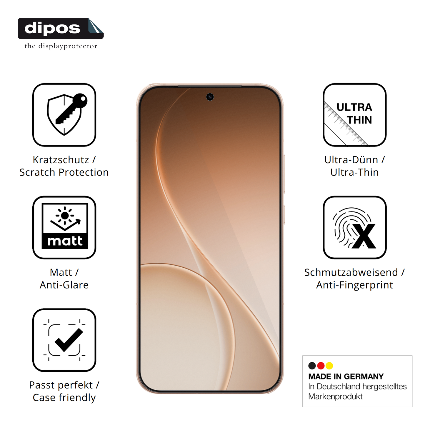 Displayschutz hergestellt in Deutschland, höchste Qualität made in Germany
