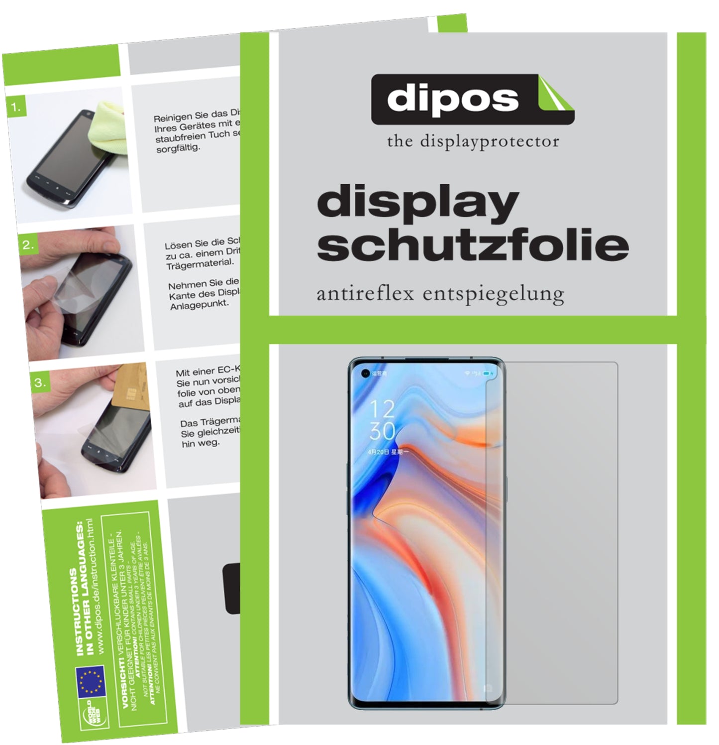 Mattes Panzerglas: Entspiegelte, dünne Folie, Fingerabdruckresistenz und Bildschirmschutz für Oppo-Reno 4 Pro