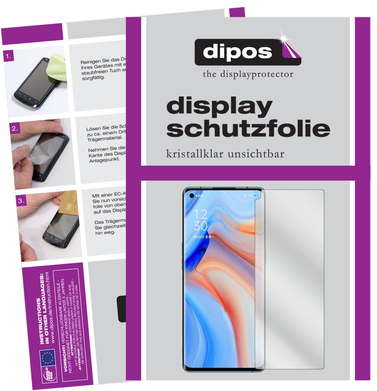 Kristallklare, dünne Schutzfolie: Kratzfest & passgenau für Oppo-Reno 4 Pro