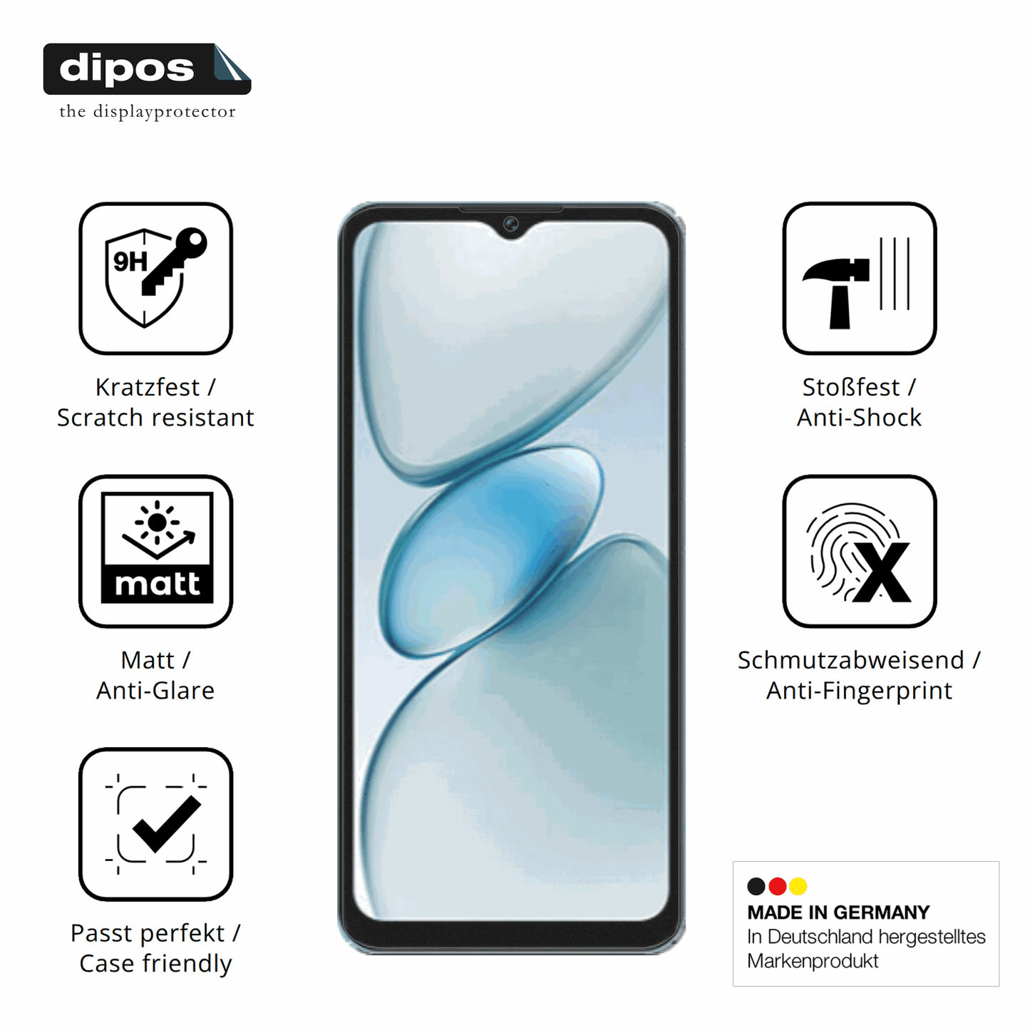 Displayschutz hergestellt in Deutschland, höchste Qualität made in Germany