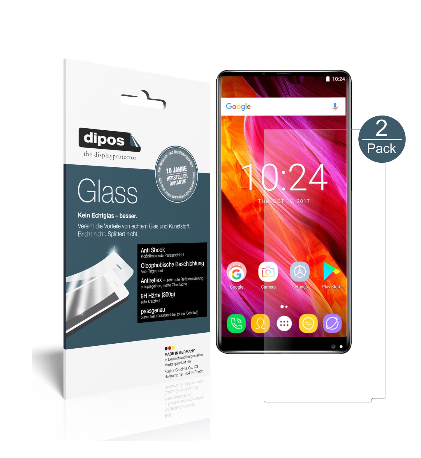 Mattes Panzerglas: Schutz vor Brüchen, Fingerabdrücken und Bildschirmblendung für Oukitel-Mix 2