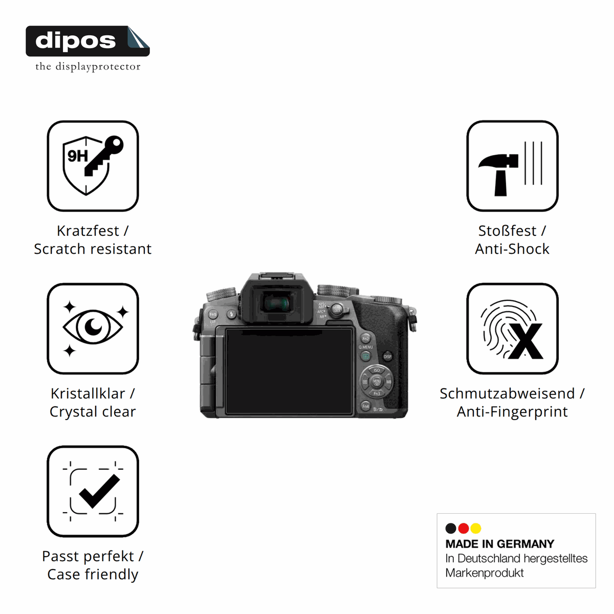 2x Screen Protector for Panasonic DMC-G7 Flexible Glass 9H dipos