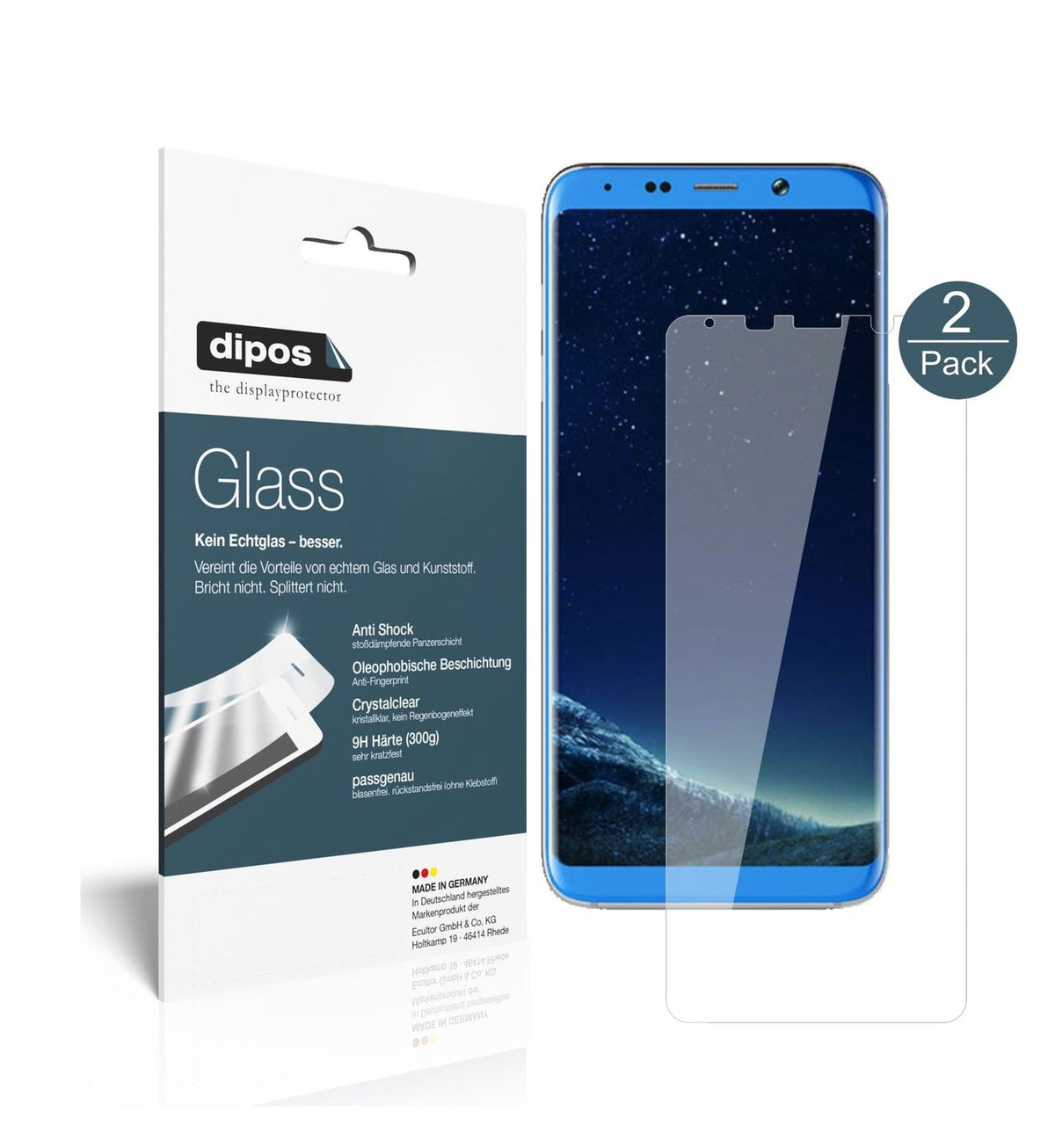Klare Displayschutzfolie von dipos passend für Bluboo S8+, 9H kratzfest und blasenfrei montiert