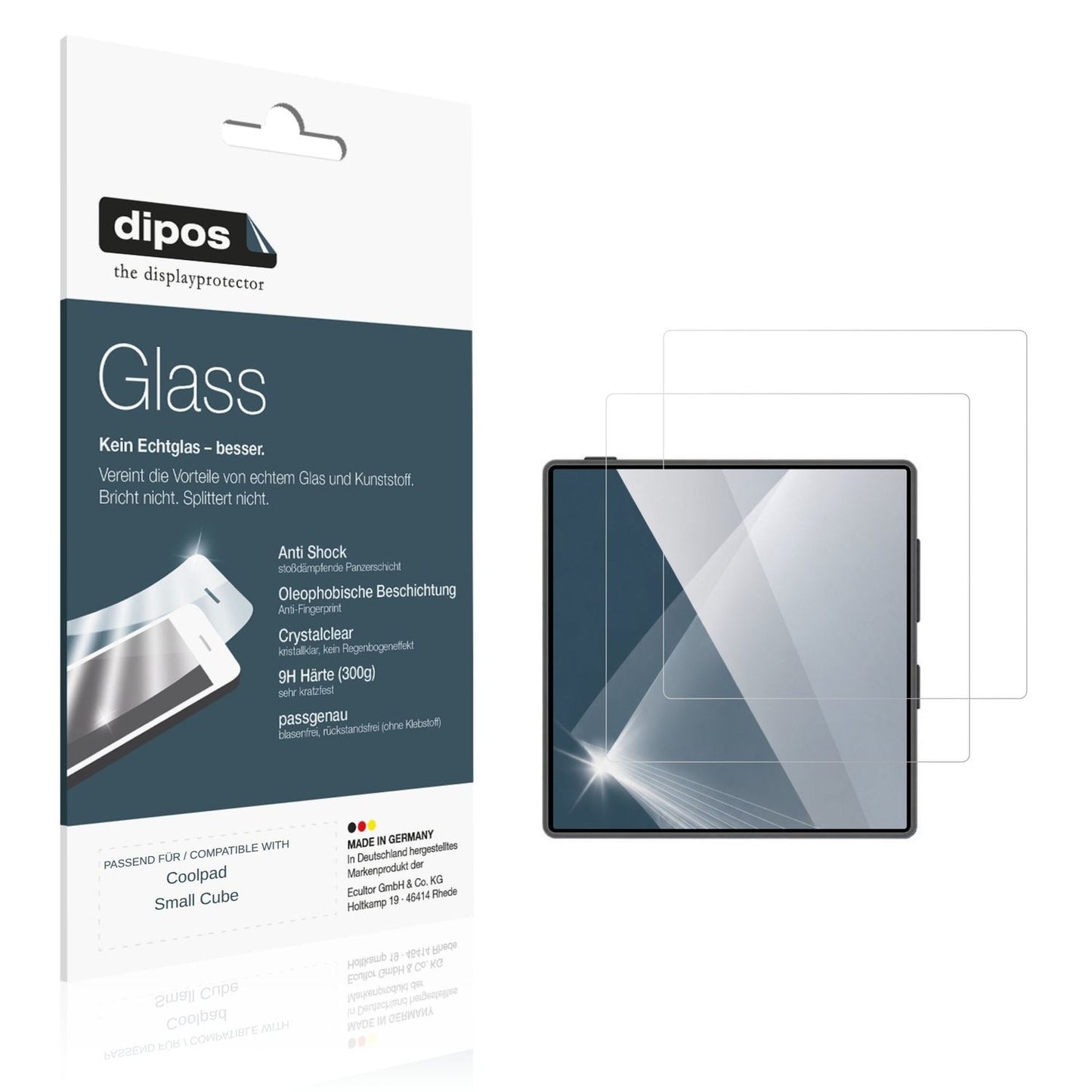 Klare Displayschutzfolie von dipos passend für Coolpad Small Cube, 9H kratzfest und blasenfrei montiert