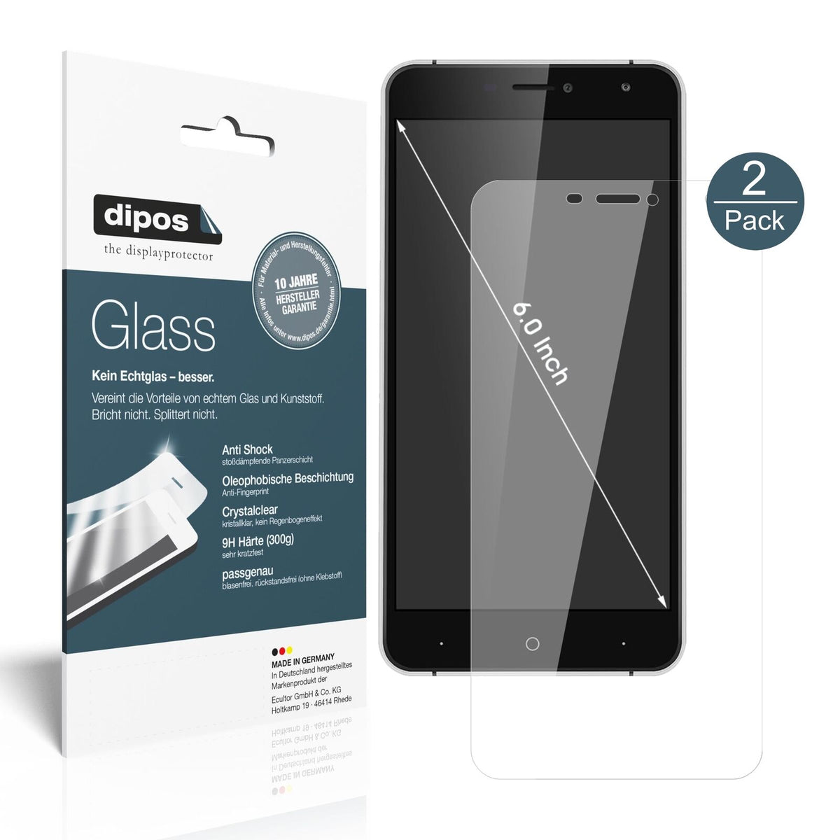 Klare Displayschutzfolie von dipos passend für Doogee X7, 9H kratzfest und blasenfrei montiert
