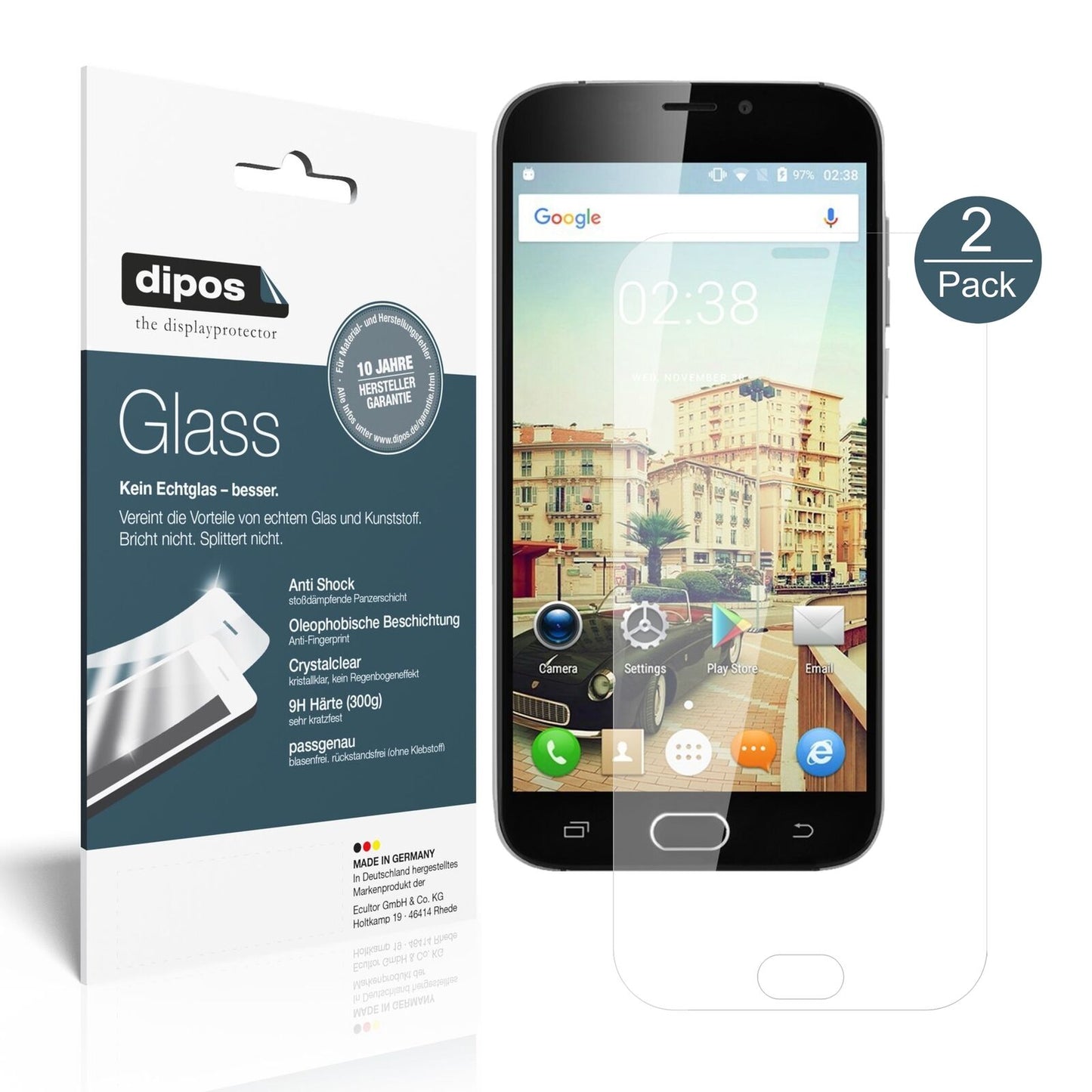 Klare Displayschutzfolie von dipos passend für Doogee X9 Pro, 9H kratzfest und blasenfrei montiert