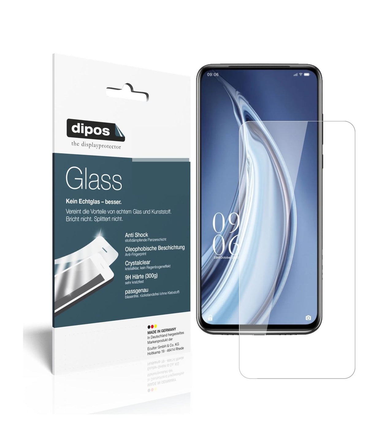 Klare Displayschutzfolie von dipos passend für Elephone PX Pro, 9H kratzfest und blasenfrei montiert