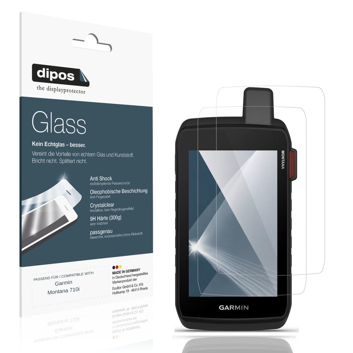 Klare Displayschutzfolie von dipos passend für Garmin Montana 710i, 9H kratzfest und blasenfrei montiert