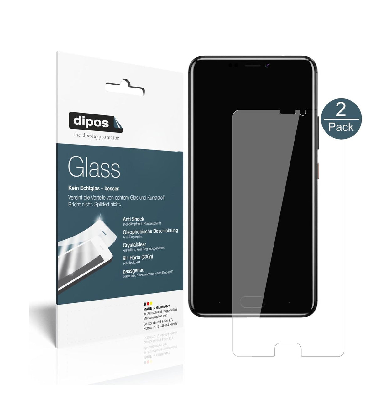 Klare Displayschutzfolie von dipos passend für Gionee A1 lite, 9H kratzfest und blasenfrei montiert