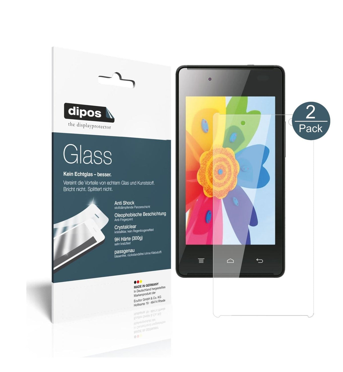 Klare Displayschutzfolie von dipos passend für Hisense HS-U610, 9H kratzfest und blasenfrei montiert